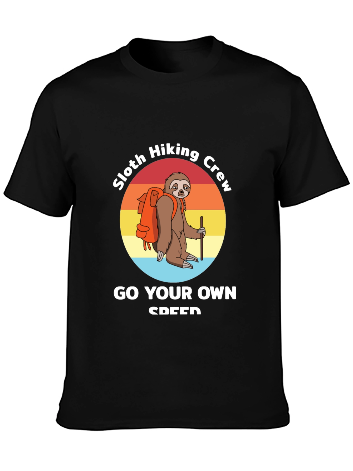 Black Sloth Hiking Crew T-Shirt: Go Your Own Speed! view 3