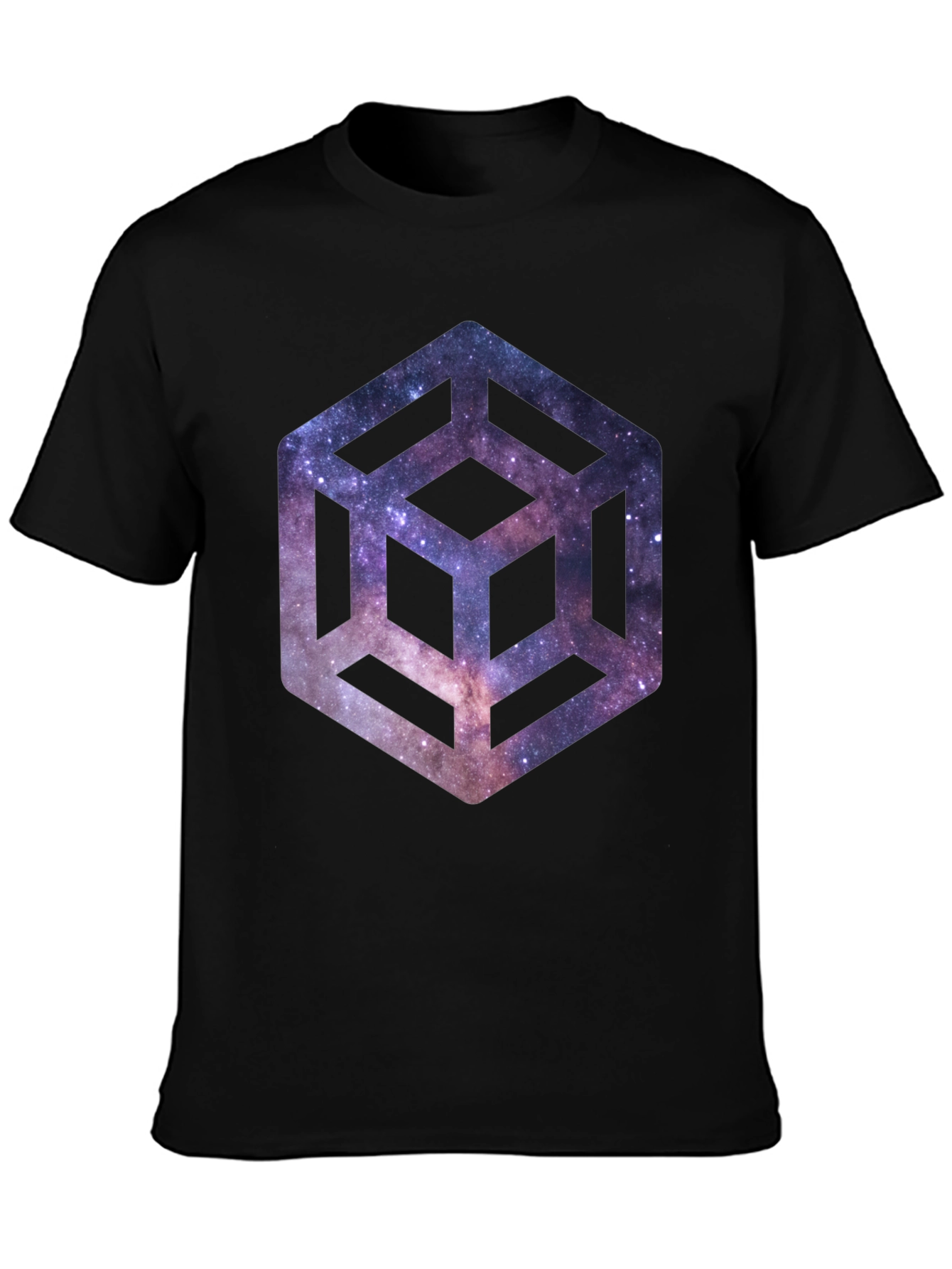 Black Galaxy Cube Black T-Shirt view 3