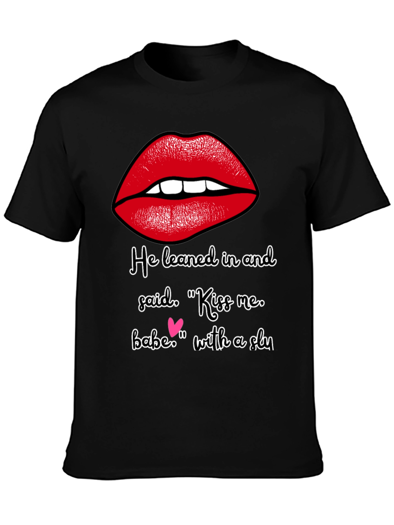 Black Kiss Me Graphic Tee - Soft Cotton Blend view 3