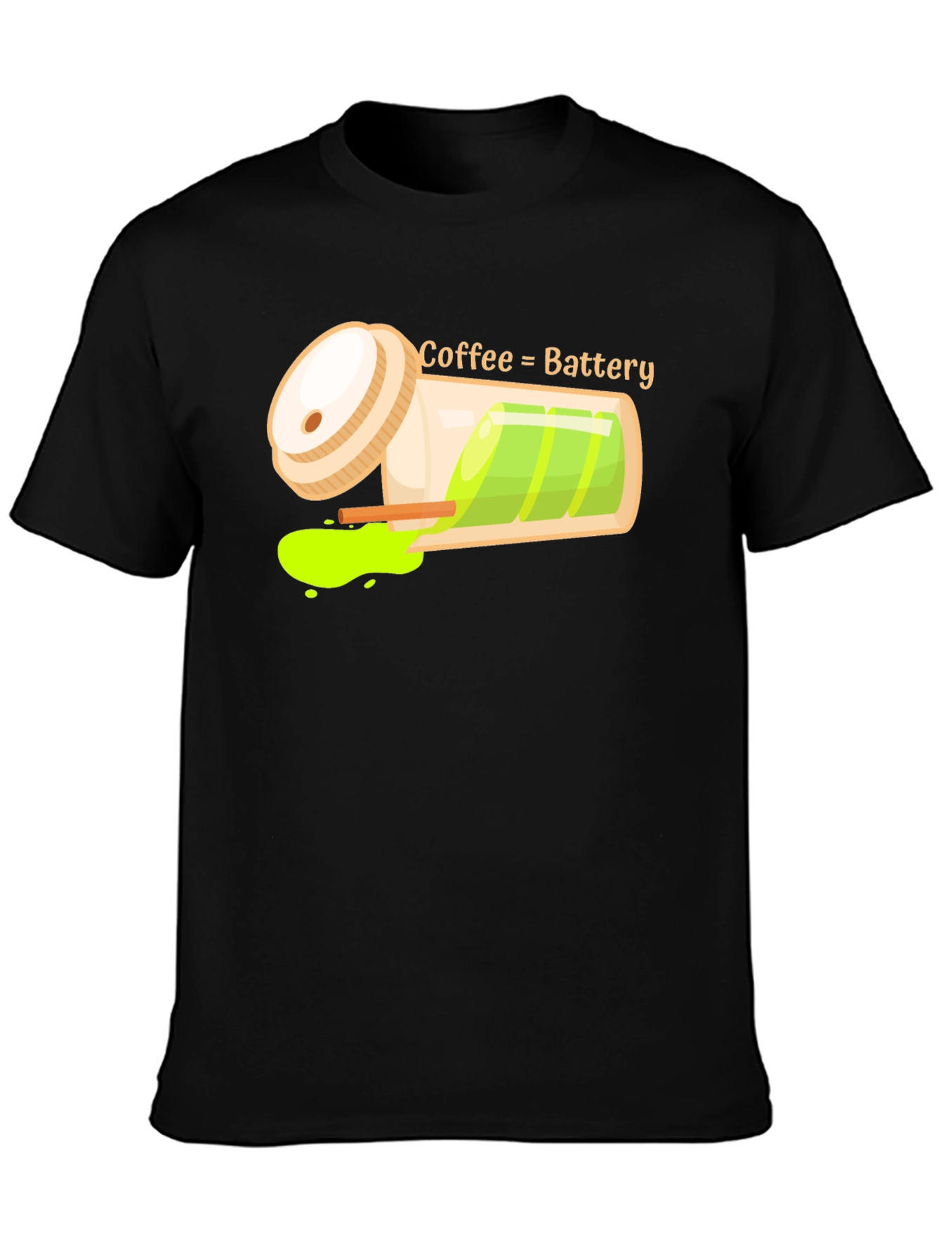 Black Coffee Battery Graphic T-Shirt - Recharge Your Day! view 3