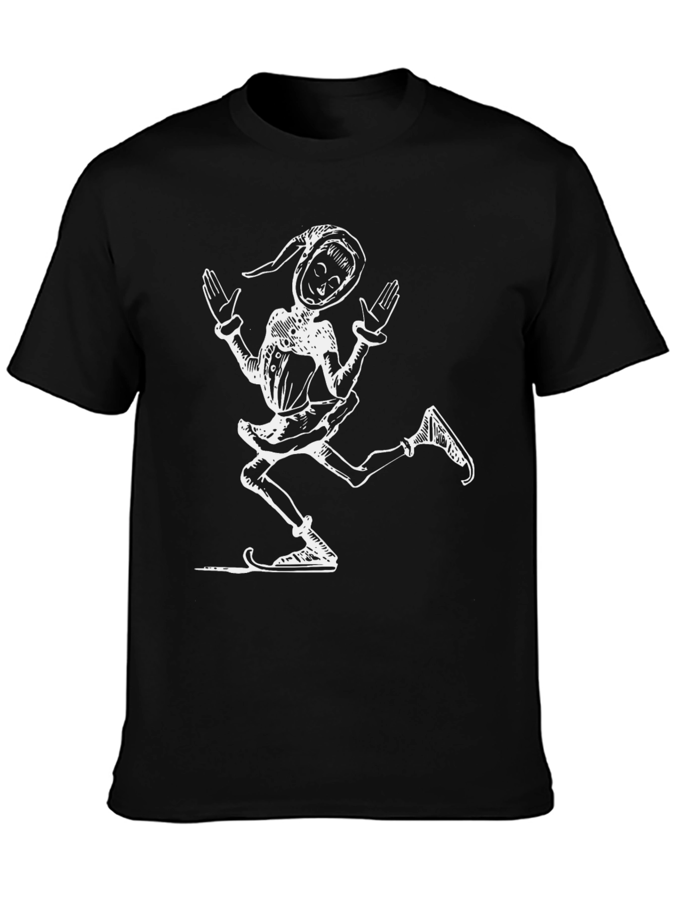 Black Retro Jester Graphic Tee - Black Cotton T-Shirt view 3