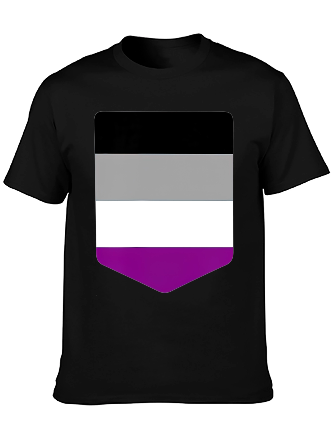 Black Asexual Pride Flag T-Shirt - Black Crew Neck Tee view 3