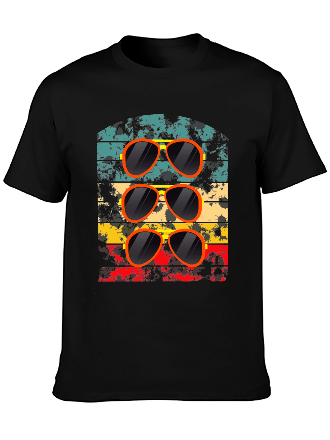 Black Retro Sunglasses T-Shirt - Cool Vintage Design view 3