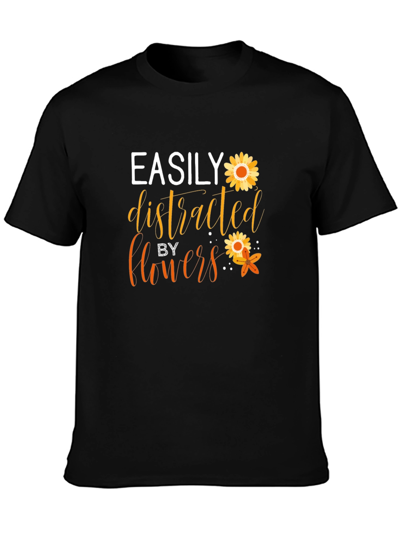 Black Easily Distracted By Flowers Graphic Tee view 3