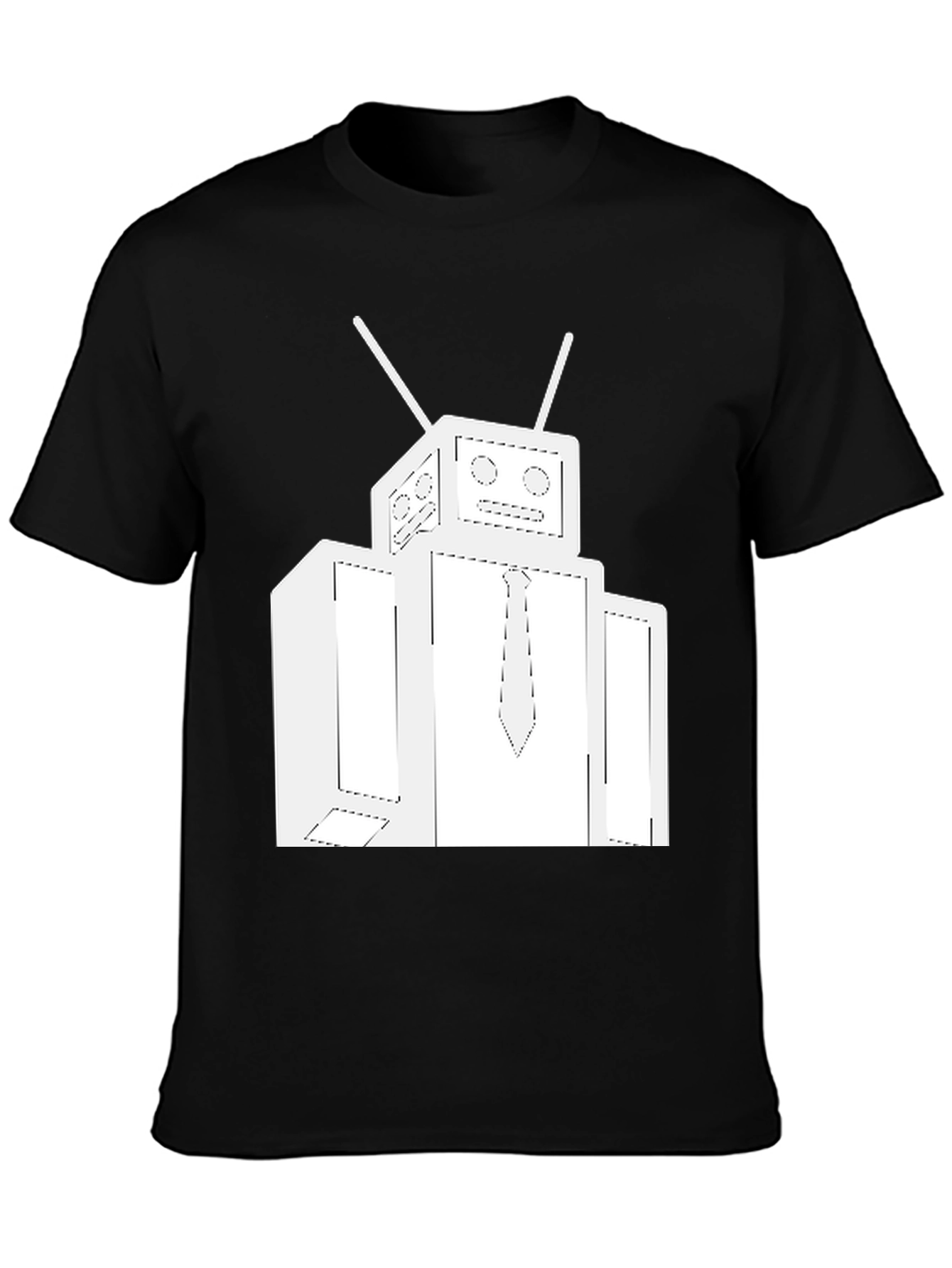Black Robot Graphic Tee - Black Cotton Crew Neck Shirt view 3
