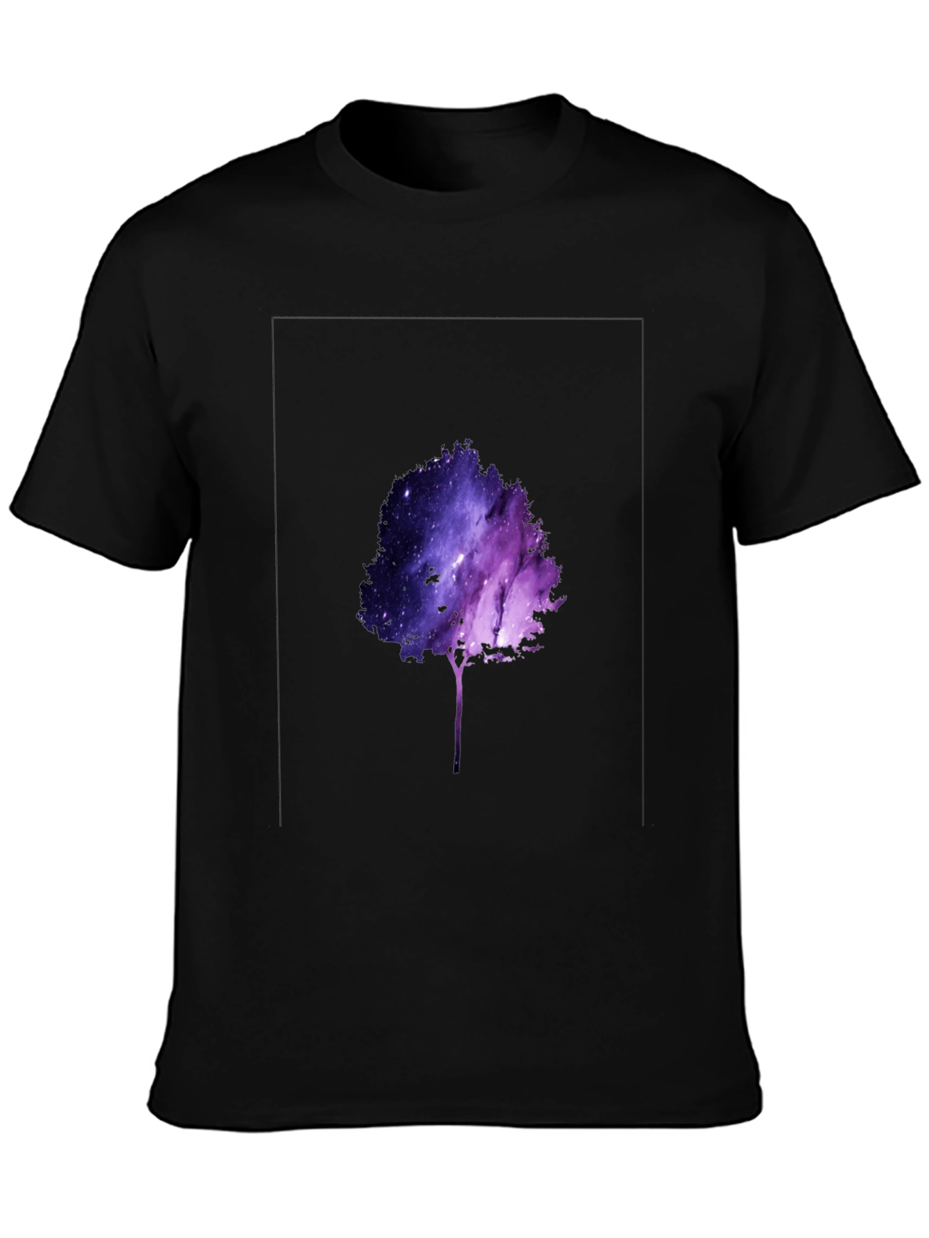 Black Galaxy Tree Graphic Black T-Shirt view 3