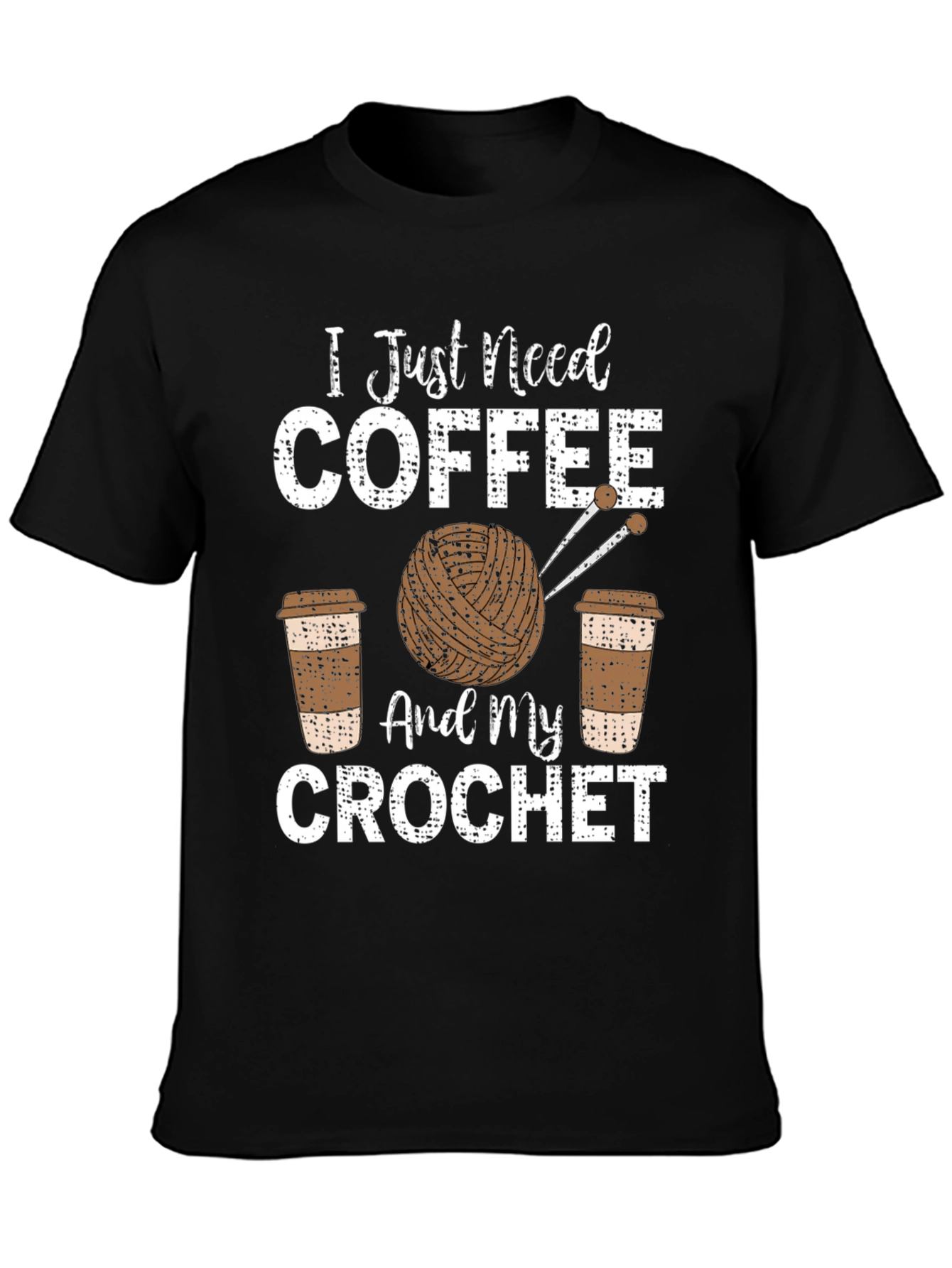 Black Coffee and Crochet T-Shirt - Hobby Lover's Tee view 3