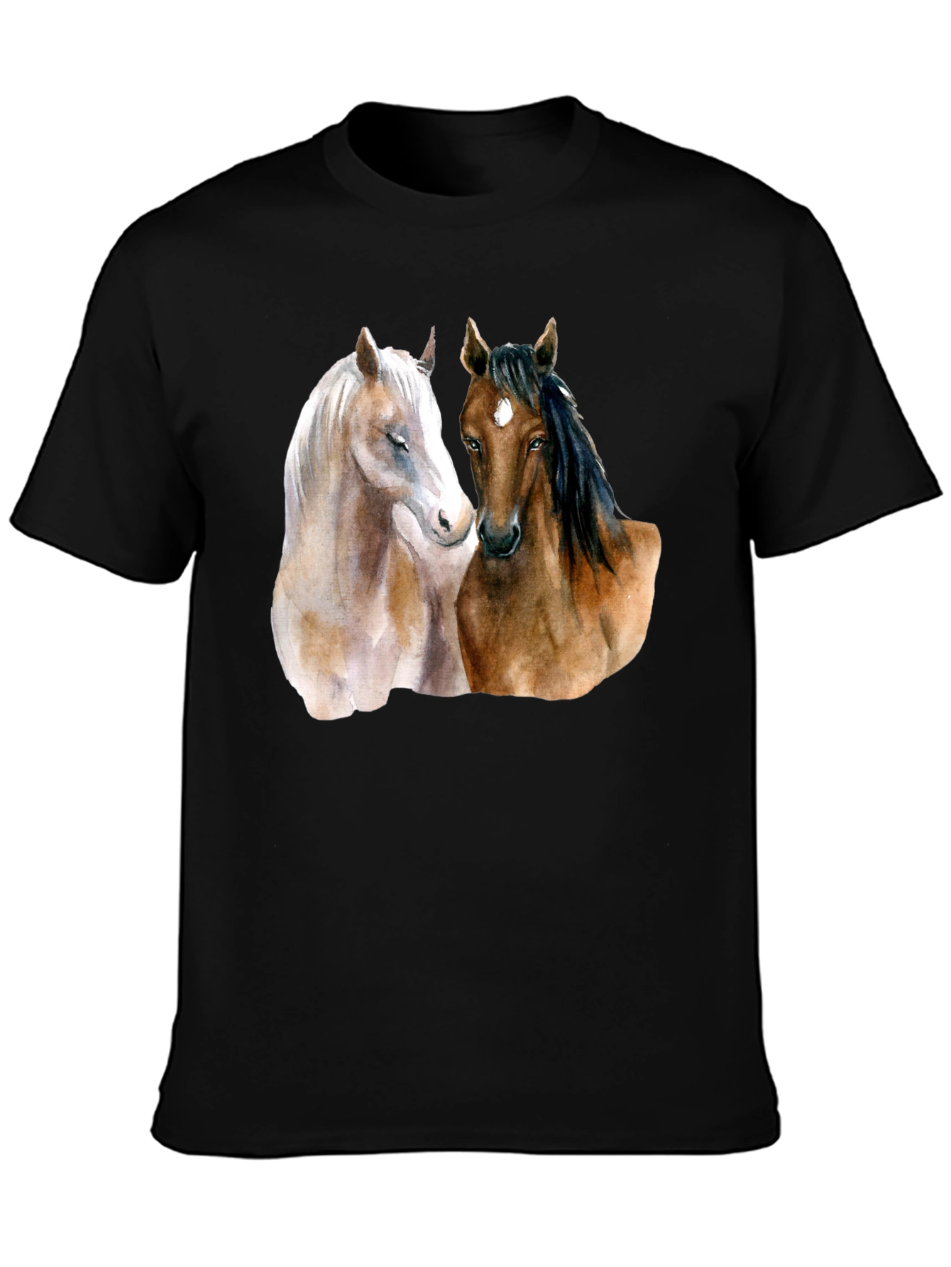 Black Horse Lover's T-Shirt: Artistic Equestrian Design view 3