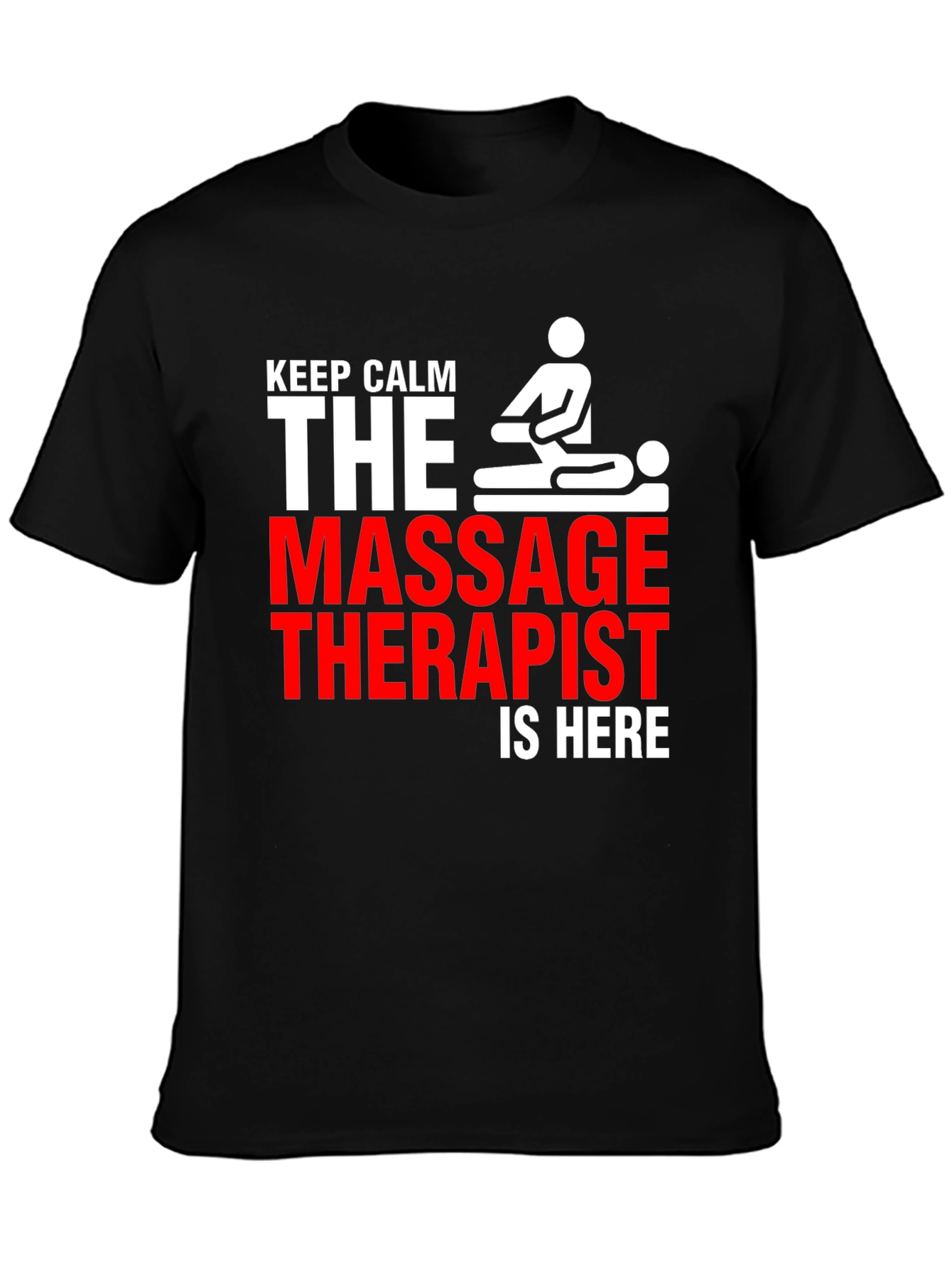 Black Keep Calm Massage Therapist T-Shirt view 3