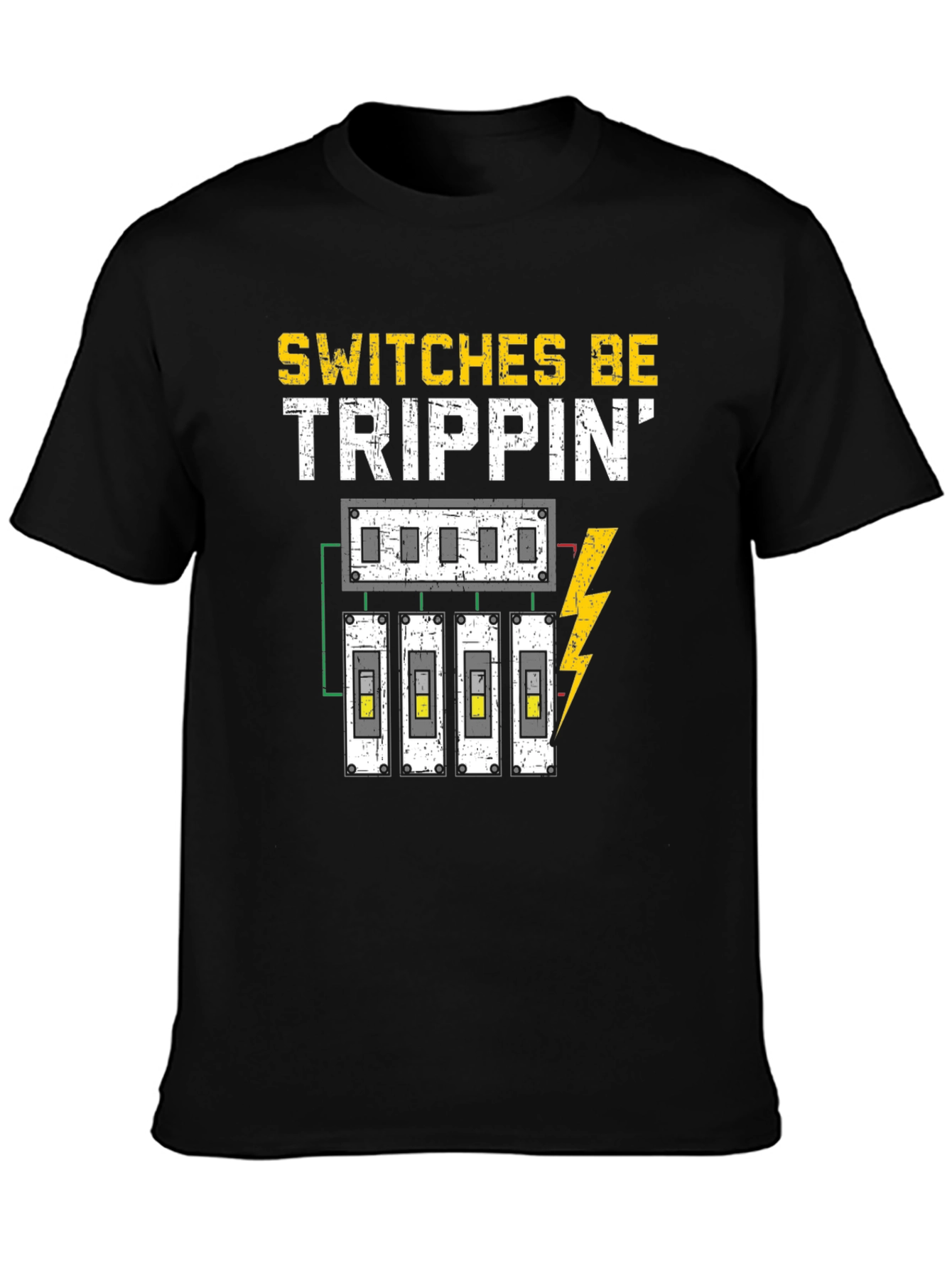 Black Switches Be Trippin' Funny Electrician T-Shirt view 3