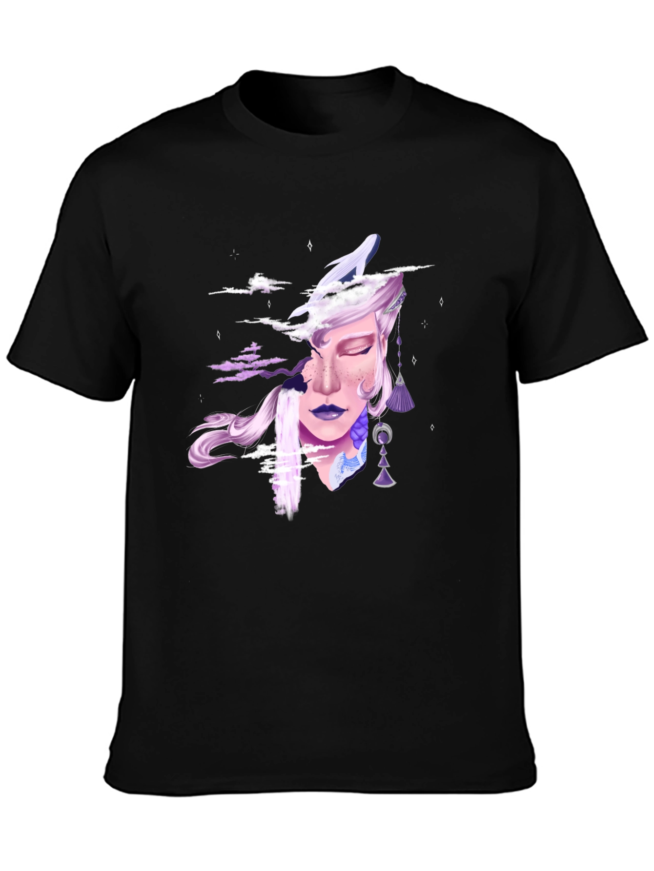 Black Fantasy Dreamscape Graphic Tee - Unisex Black T-Shirt view 3