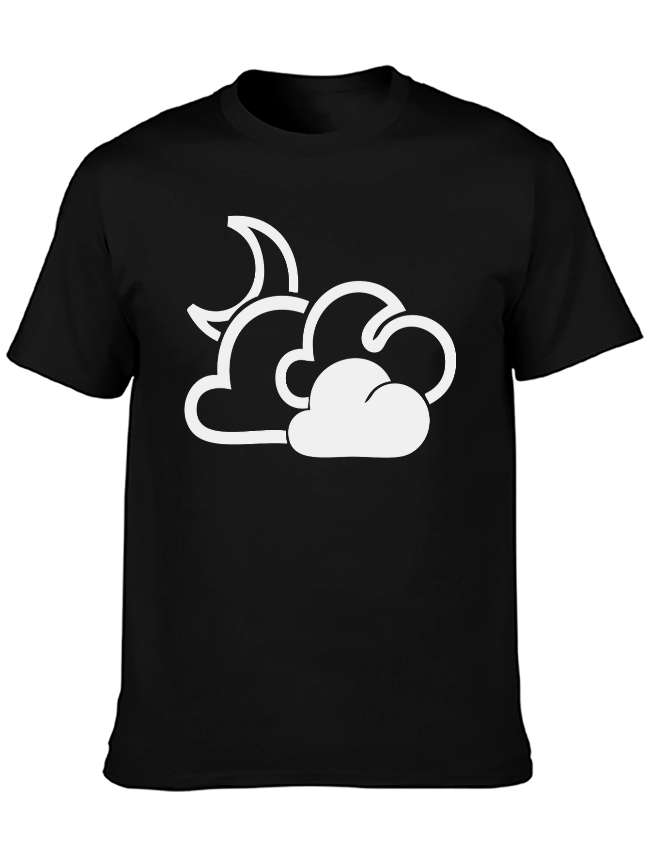 Black Cloud Moon Graphic T-Shirt - Black Cotton Blend view 3