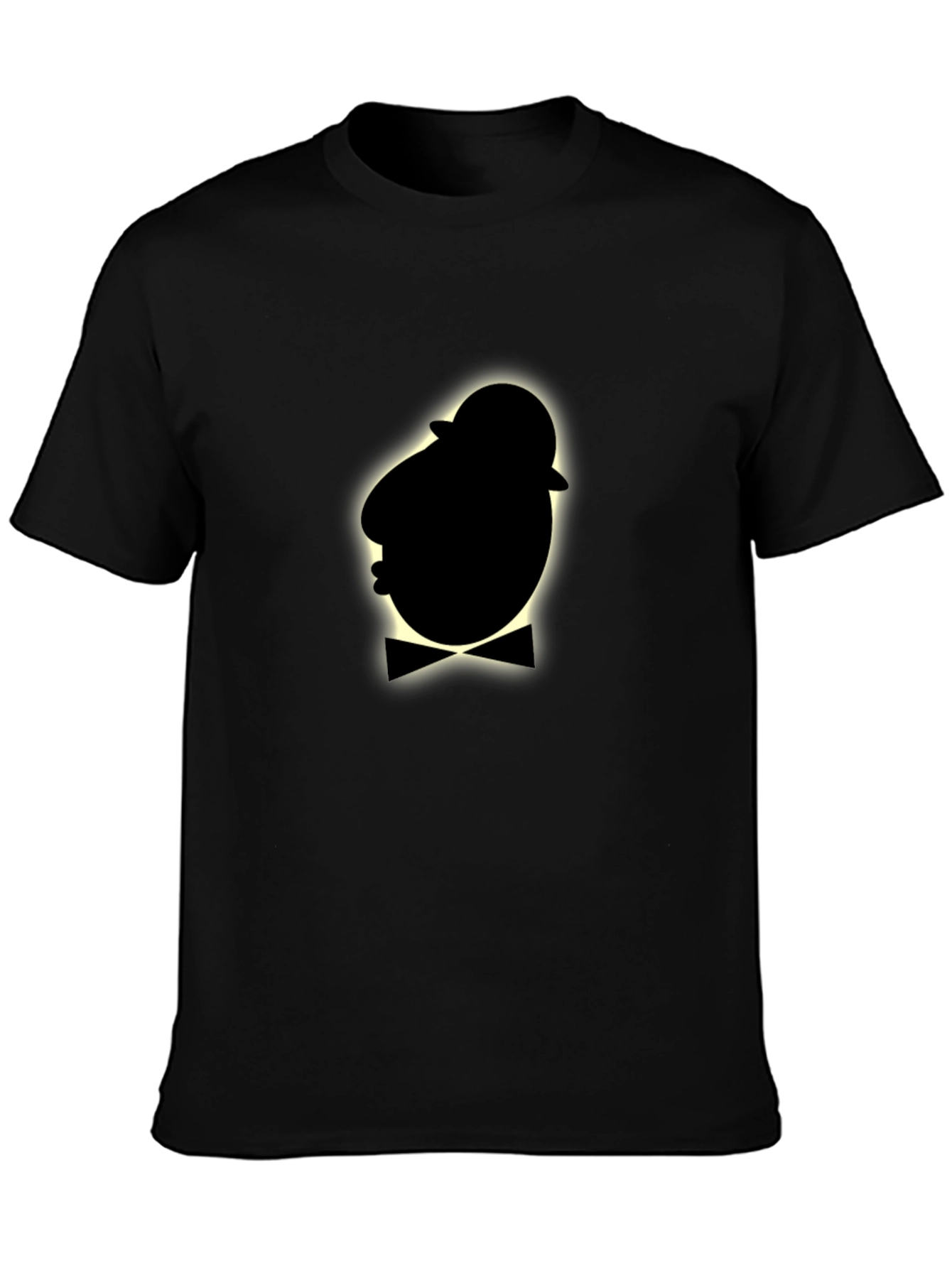 Black Dapper Ghost Silhouette Black T-Shirt view 3
