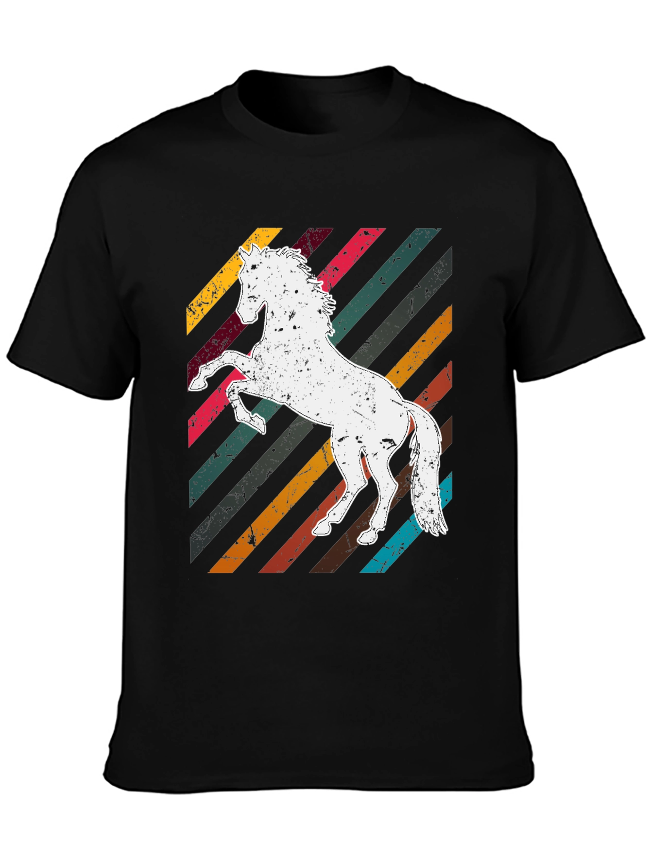 Black Retro Horse Graphic Tee - Men's Black T-Shirt view 3