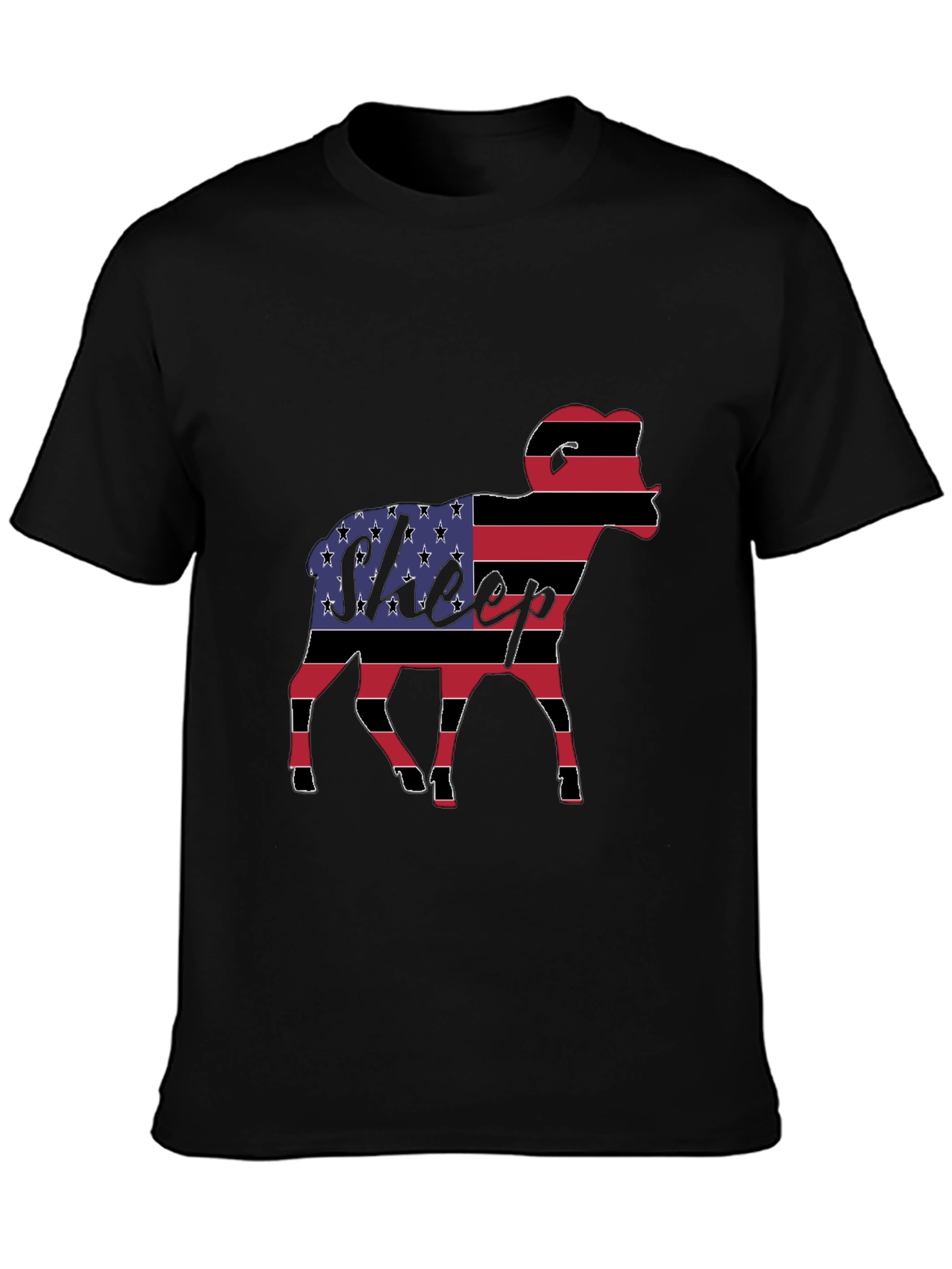 Black American Flag Sheep Graphic Tee view 3