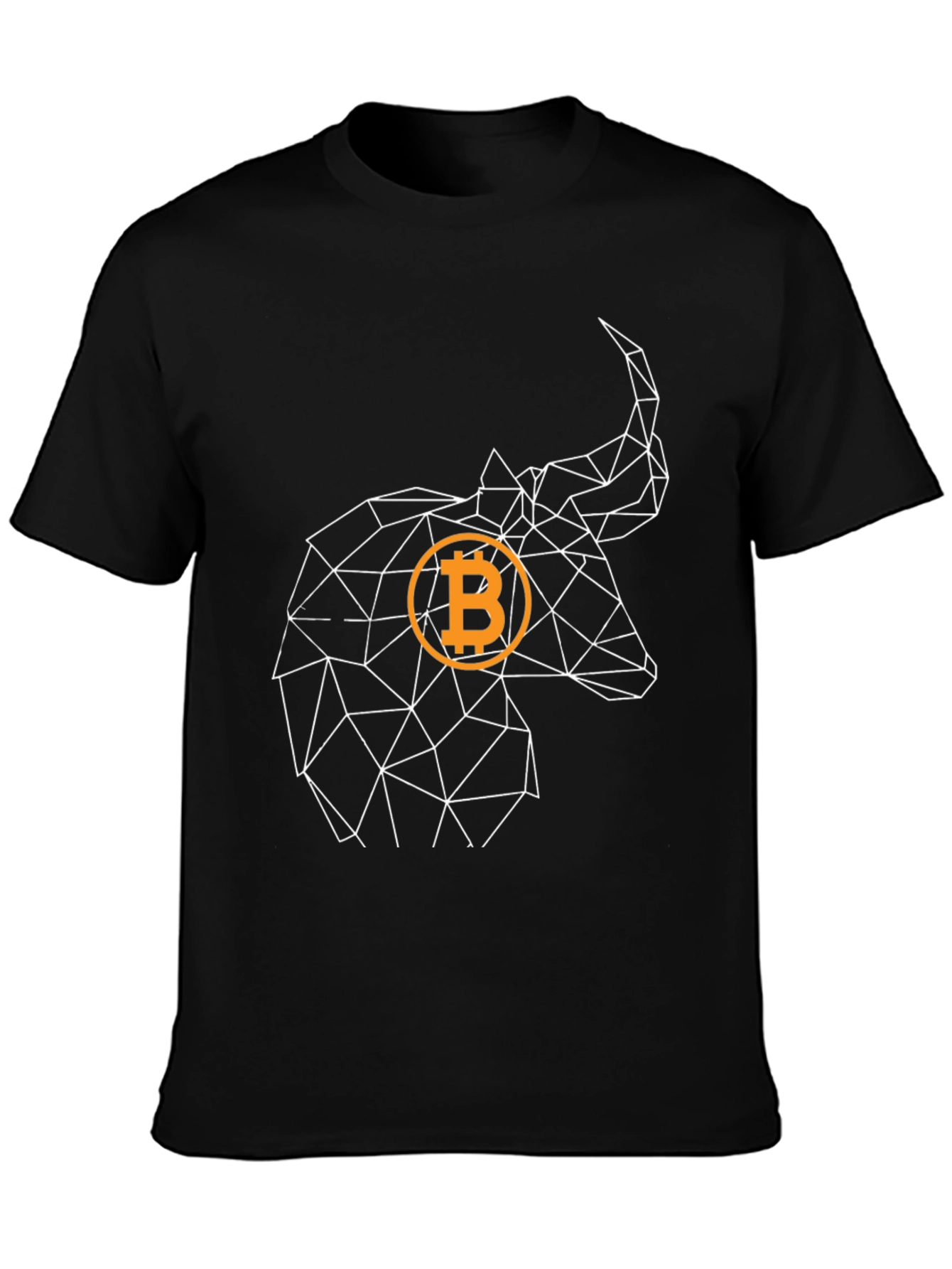 Black Bitcoin Bull Geometric Black T-Shirt view 3