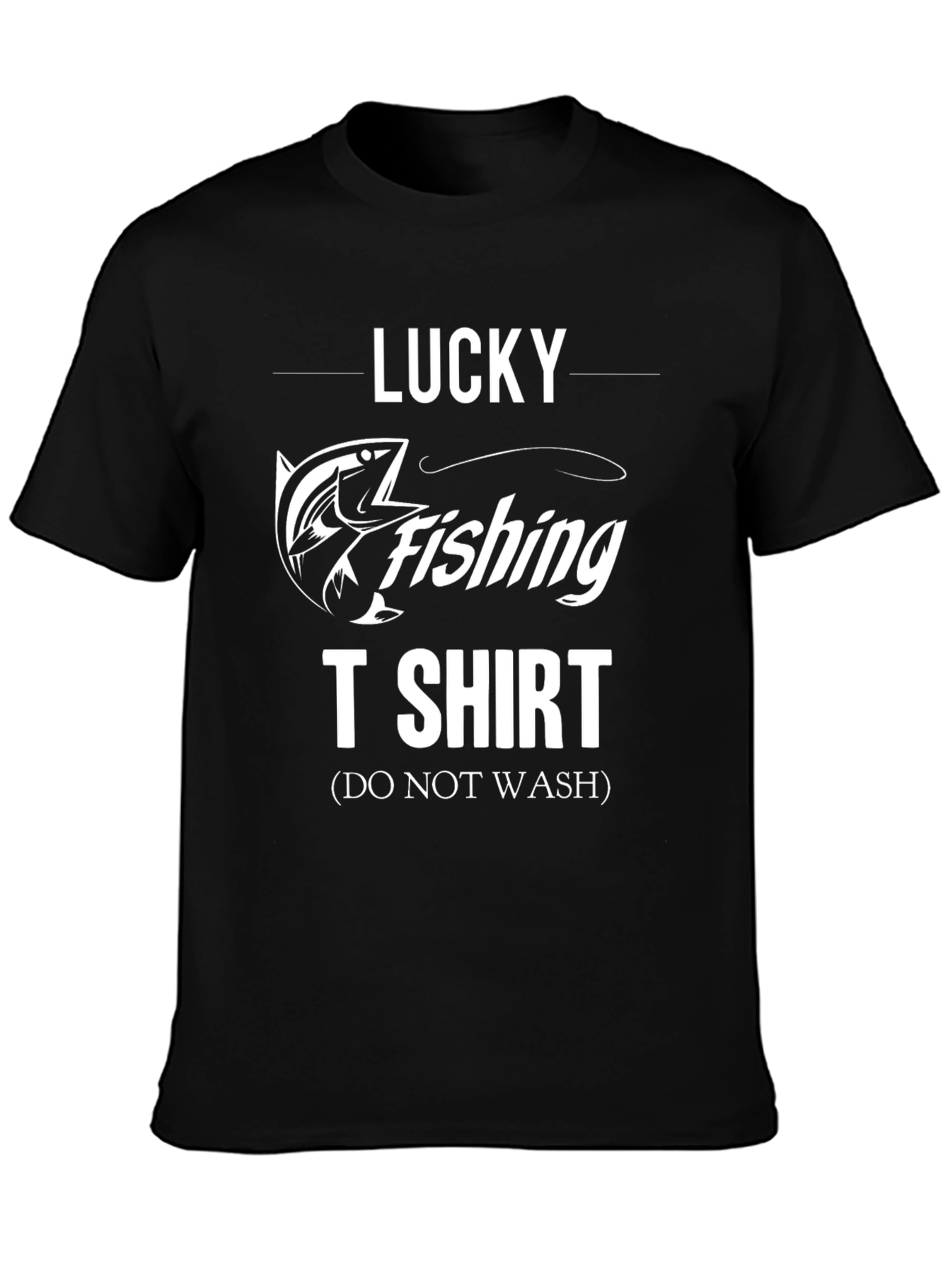Black Lucky Fishing T-Shirt - Novelty Graphic Tee view 3