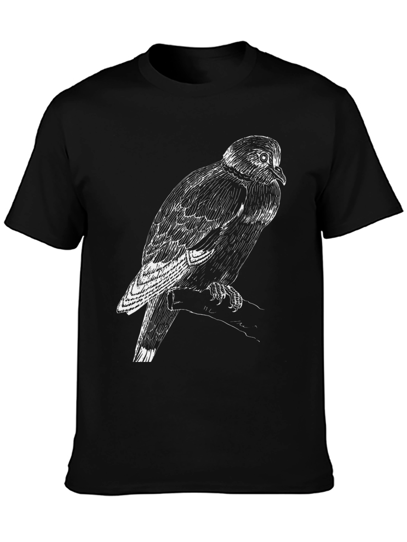 Black Black T-Shirt with Bird Graphic view 3