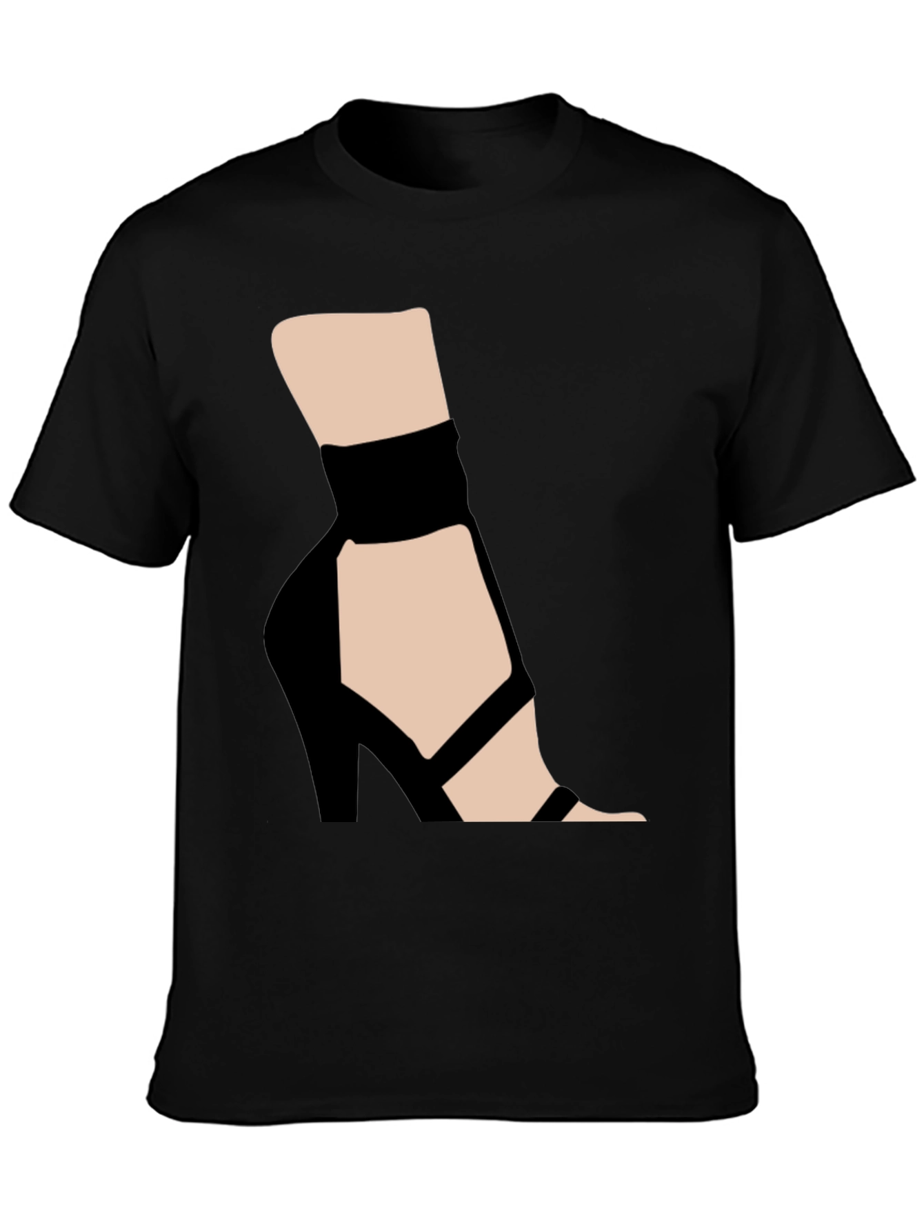 Black Graphic Tee: High Heel Shoe Art view 3