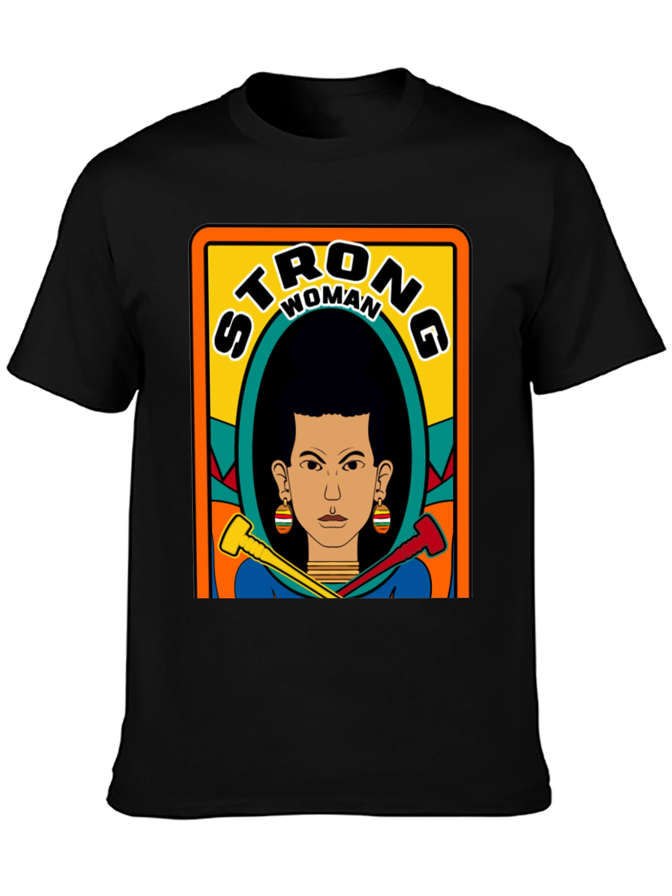 Black Strong Woman Graphic Tee - Black view 3
