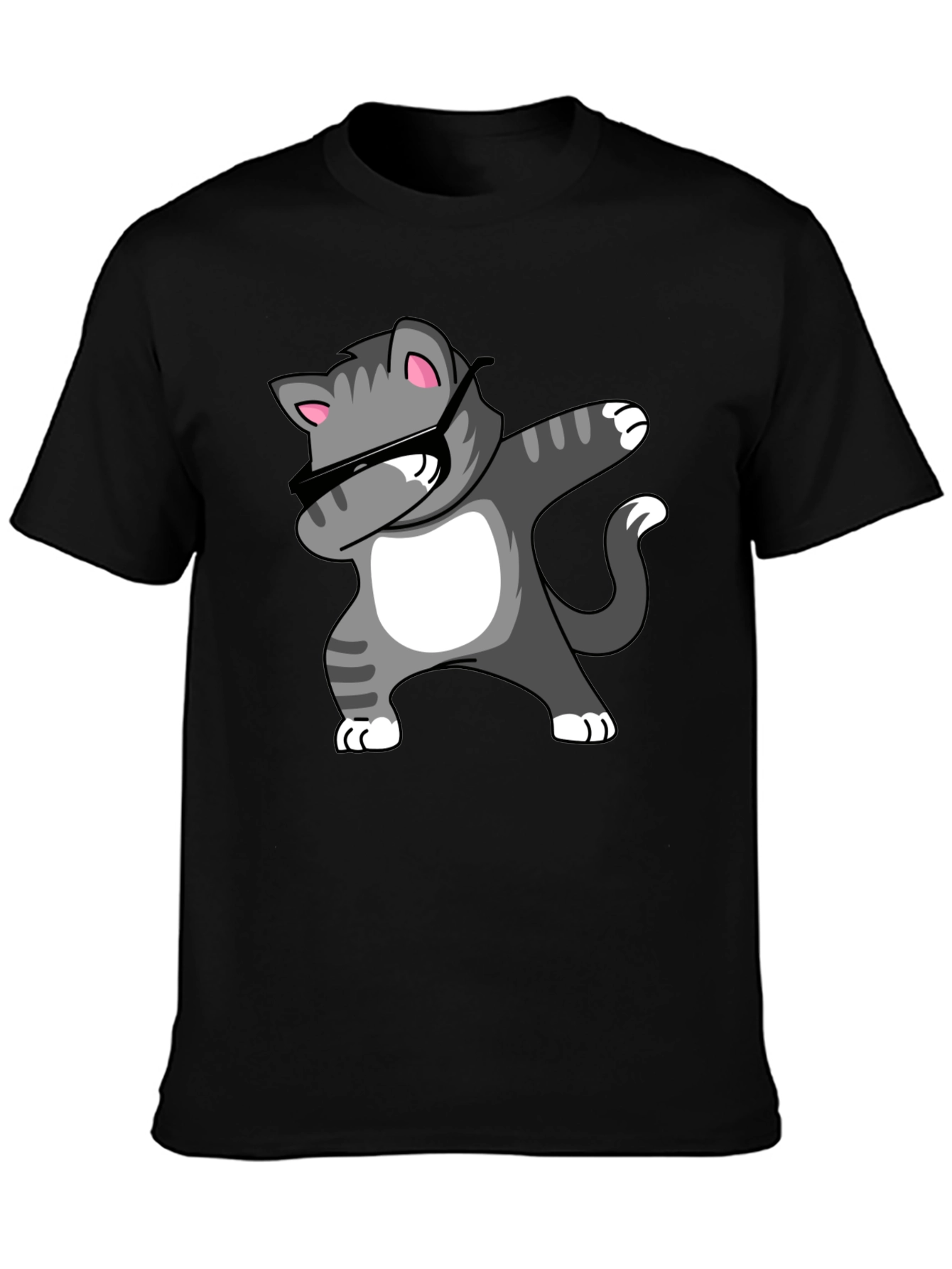 Black Dabbing Cat Graphic Tee - Black T-Shirt view 3