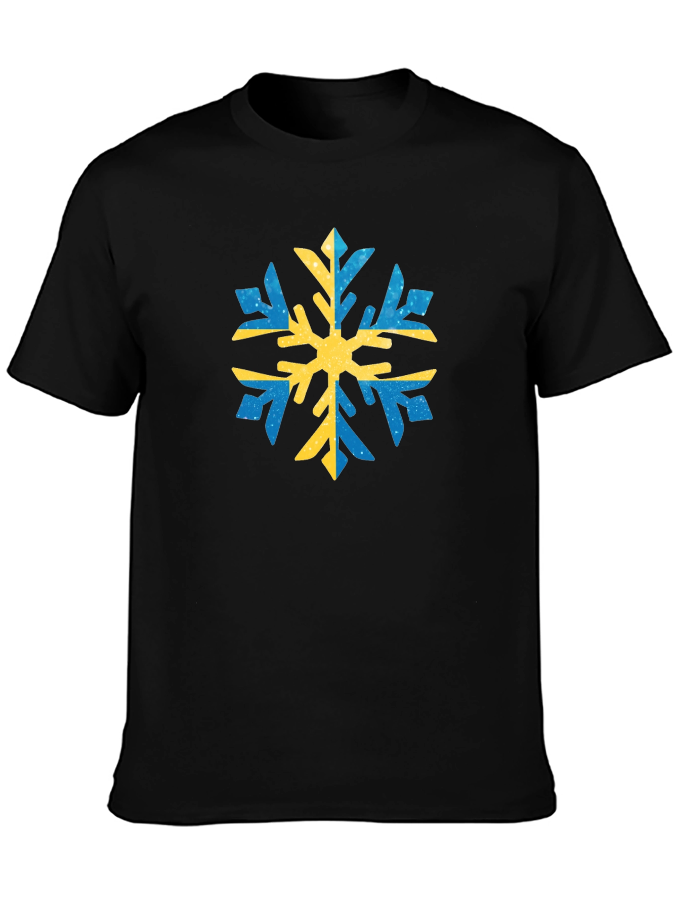 Black Swedish Snowflake Graphic Tee - Black Cotton view 3
