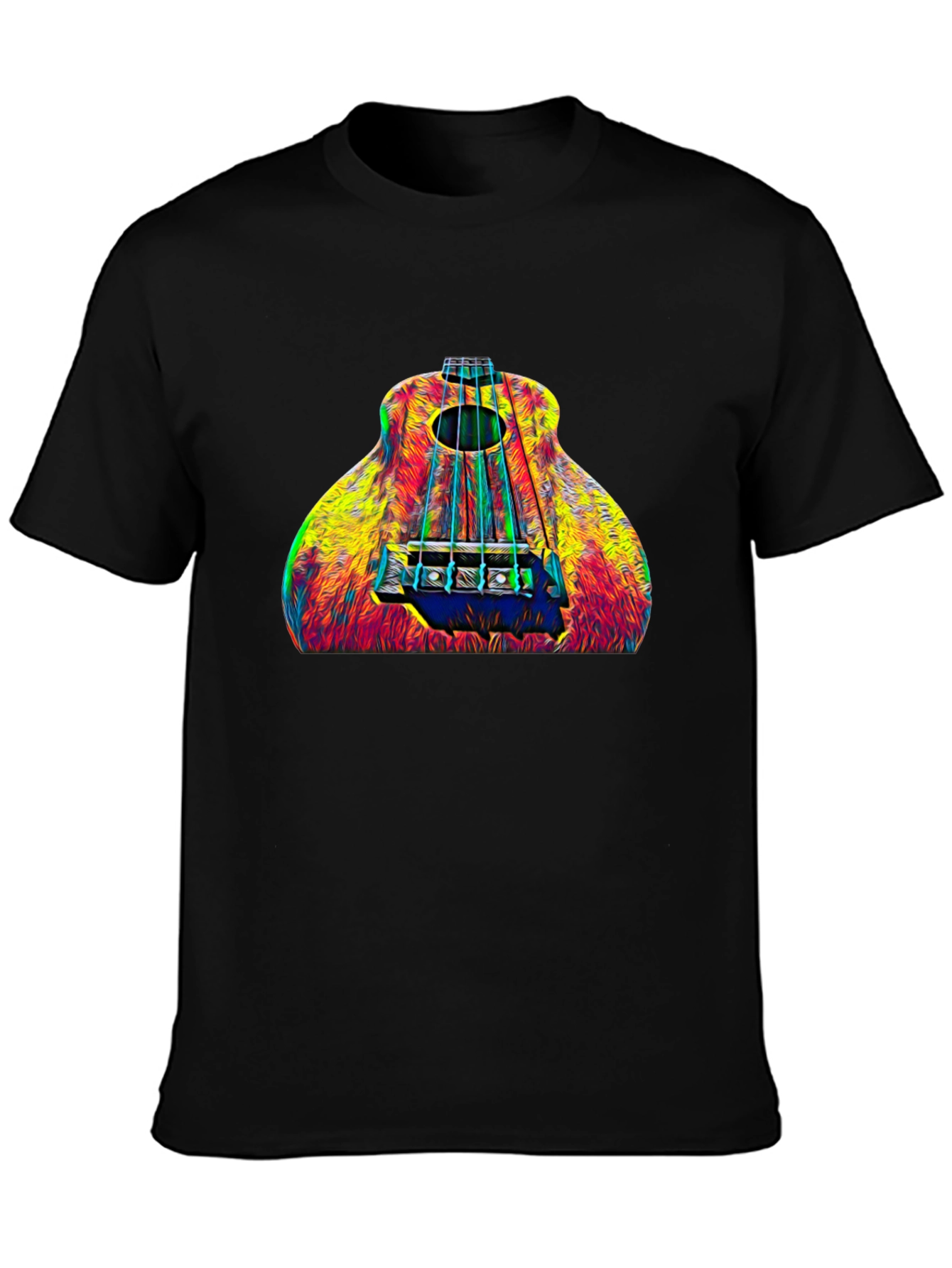 Black Colorful Guitar T-Shirt view 3