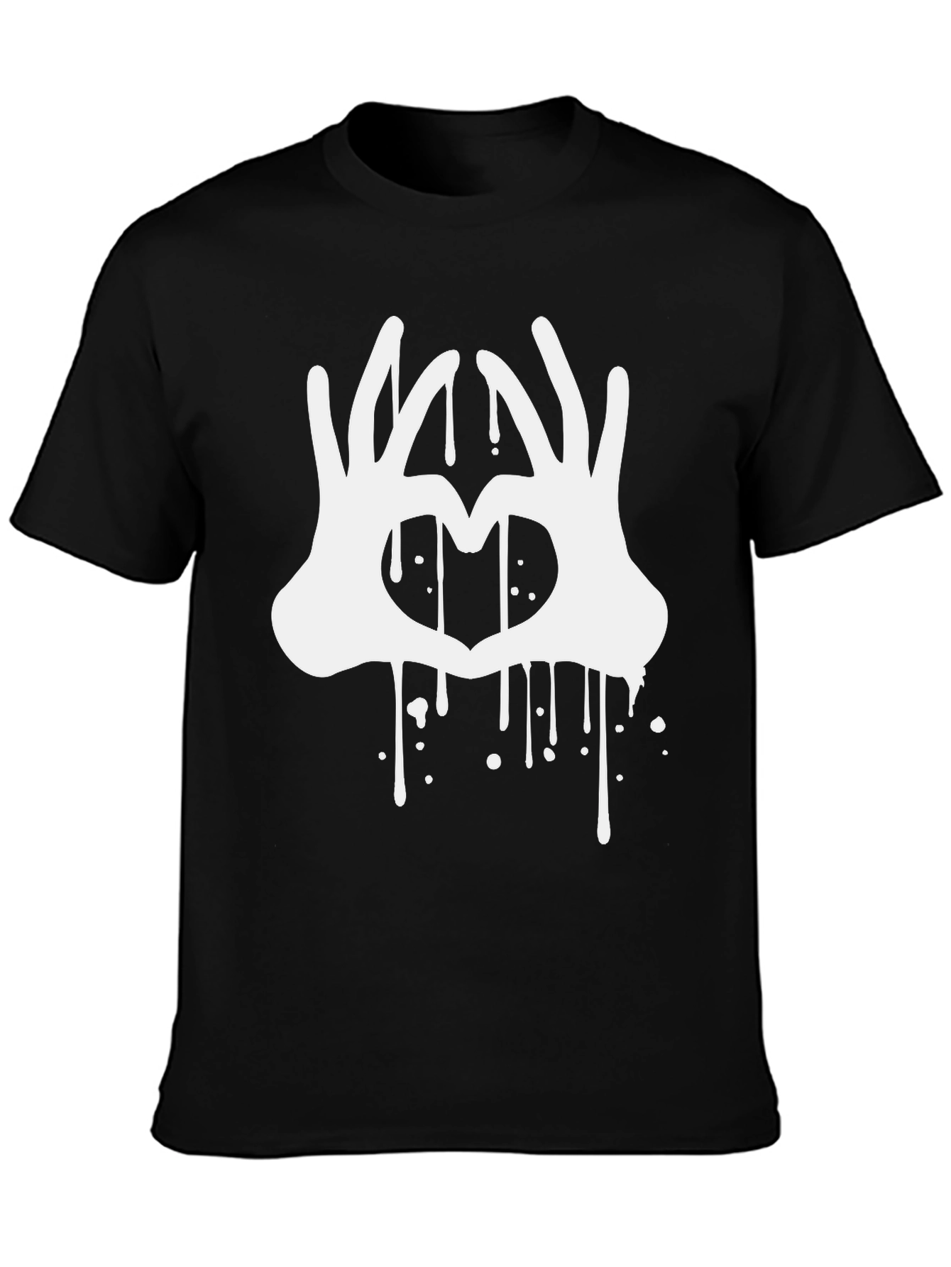 Black Heart Hands Drip Graphic Black T-Shirt view 3
