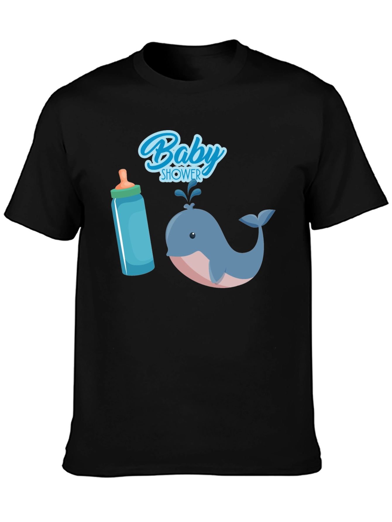 Black Baby Shower Whale T-Shirt view 3