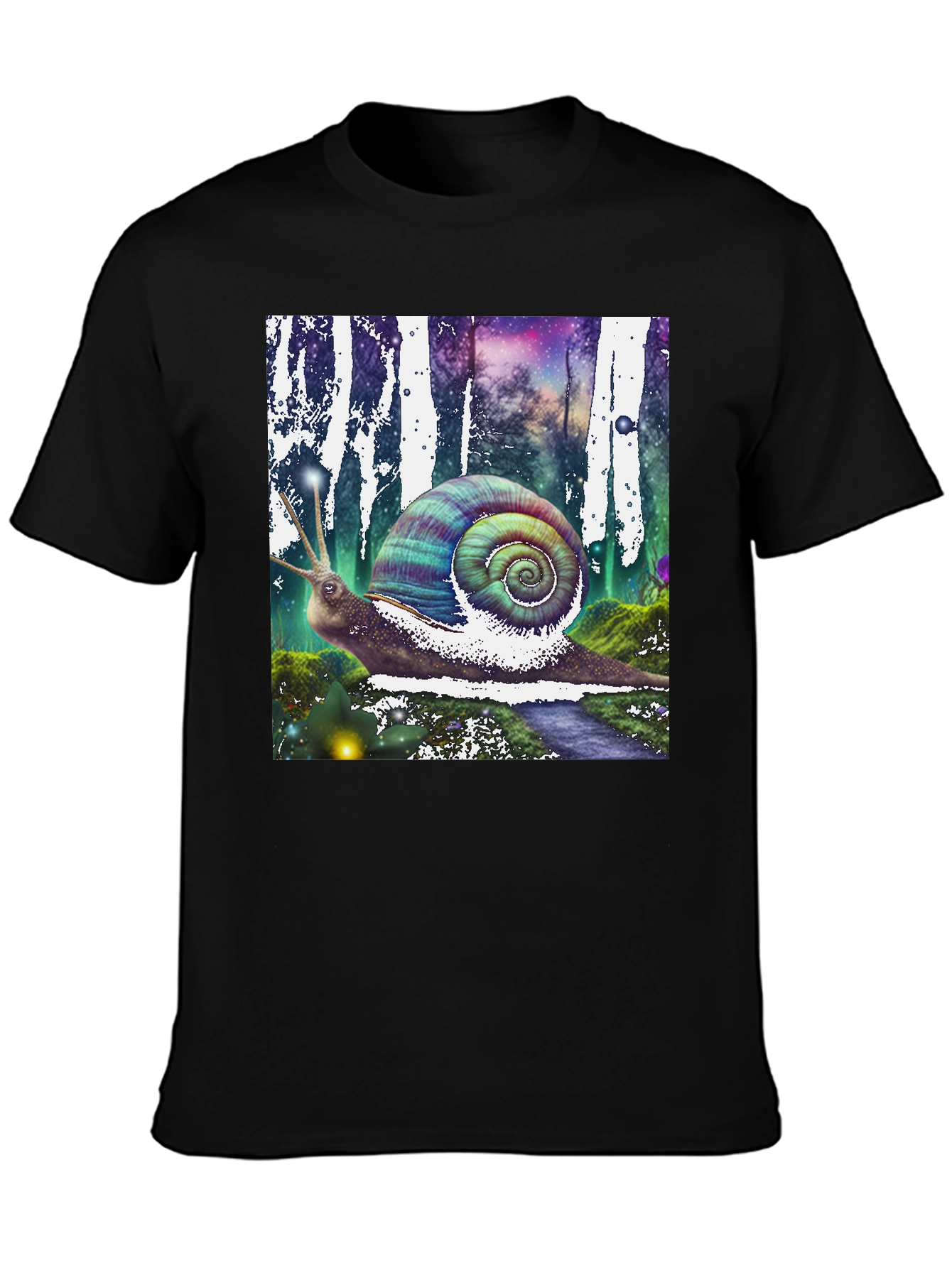 Black Fantasy Snail Graphic Tee - Unique Design view 3