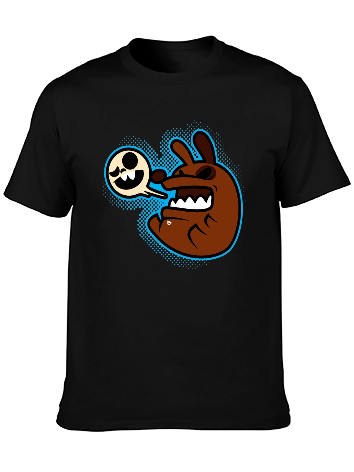 Black Cartoon Character Graphic T-Shirt - Men's Black Tee view 3