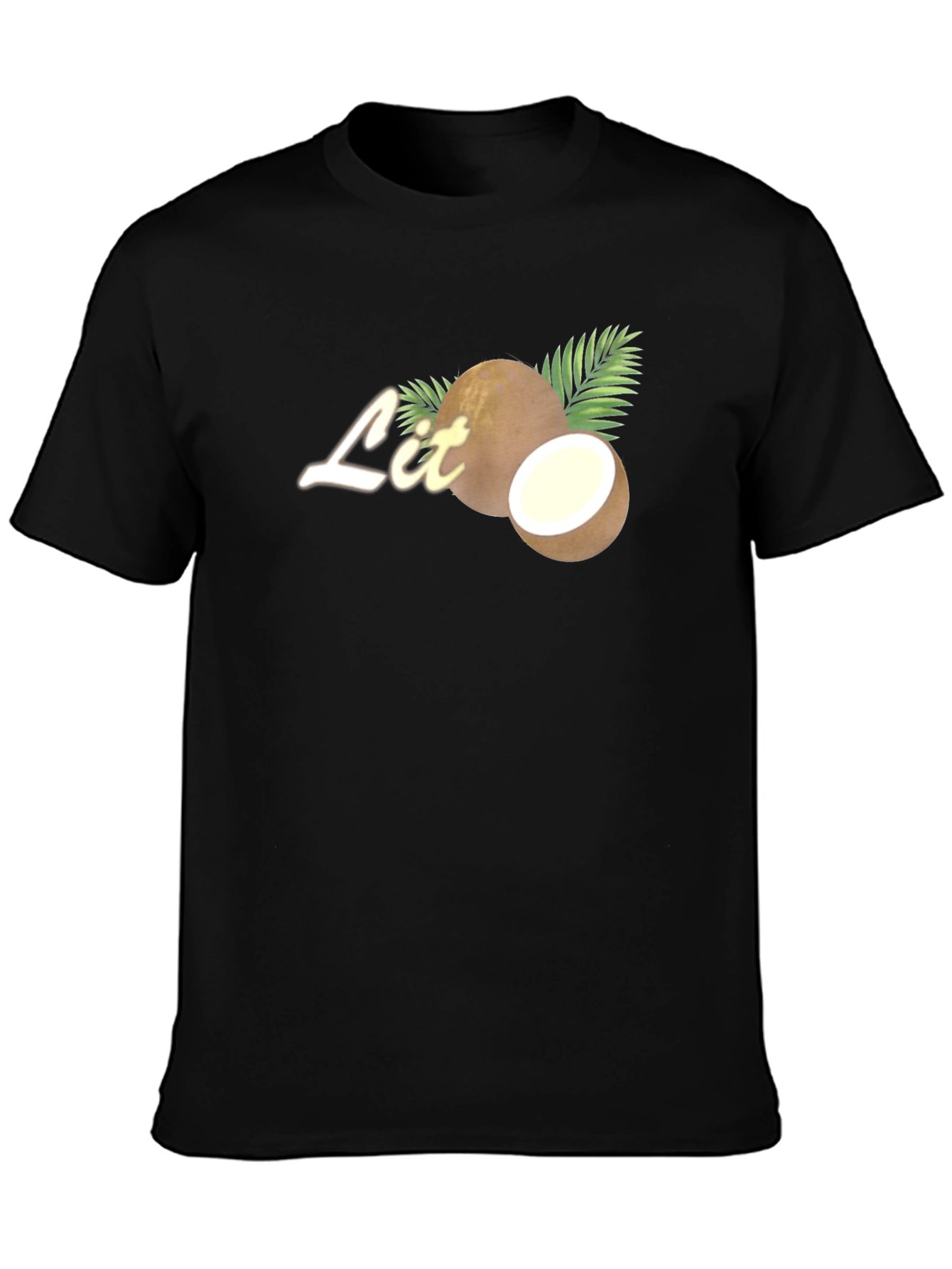 Black Coconut Lit Tee - Tropical Vibes T-Shirt view 3