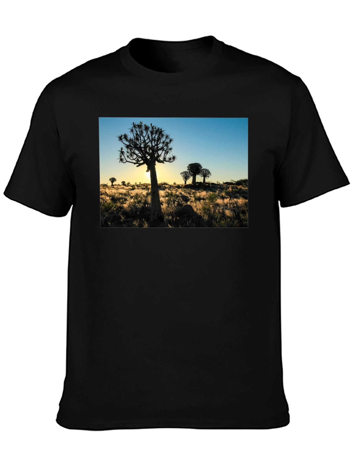 Black Silhouetted Tree Graphic Tee - Black Cotton Blend view 3