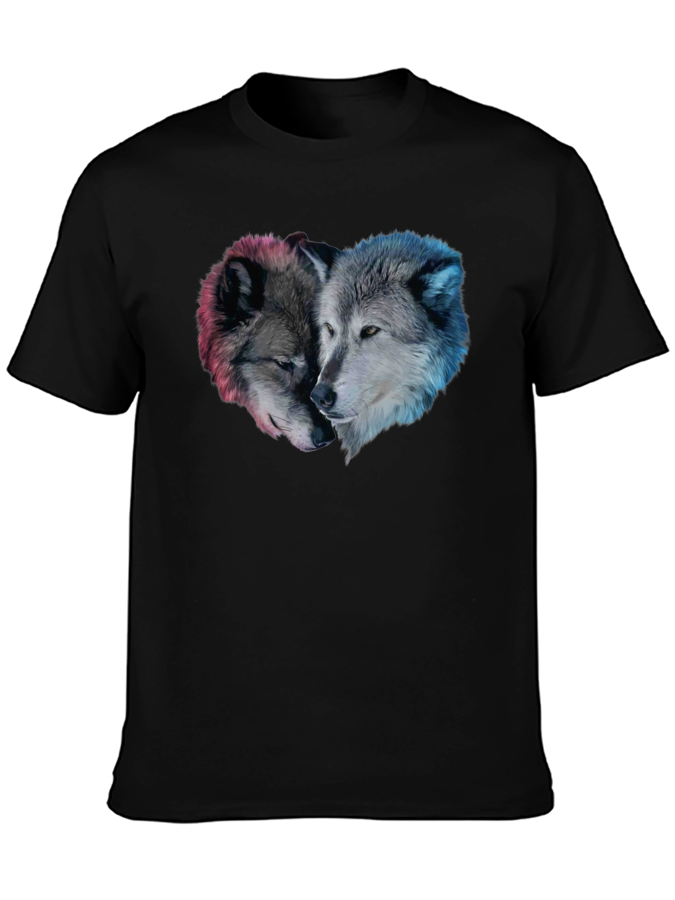 Black Wolf Heart Graphic Black T-Shirt view 3