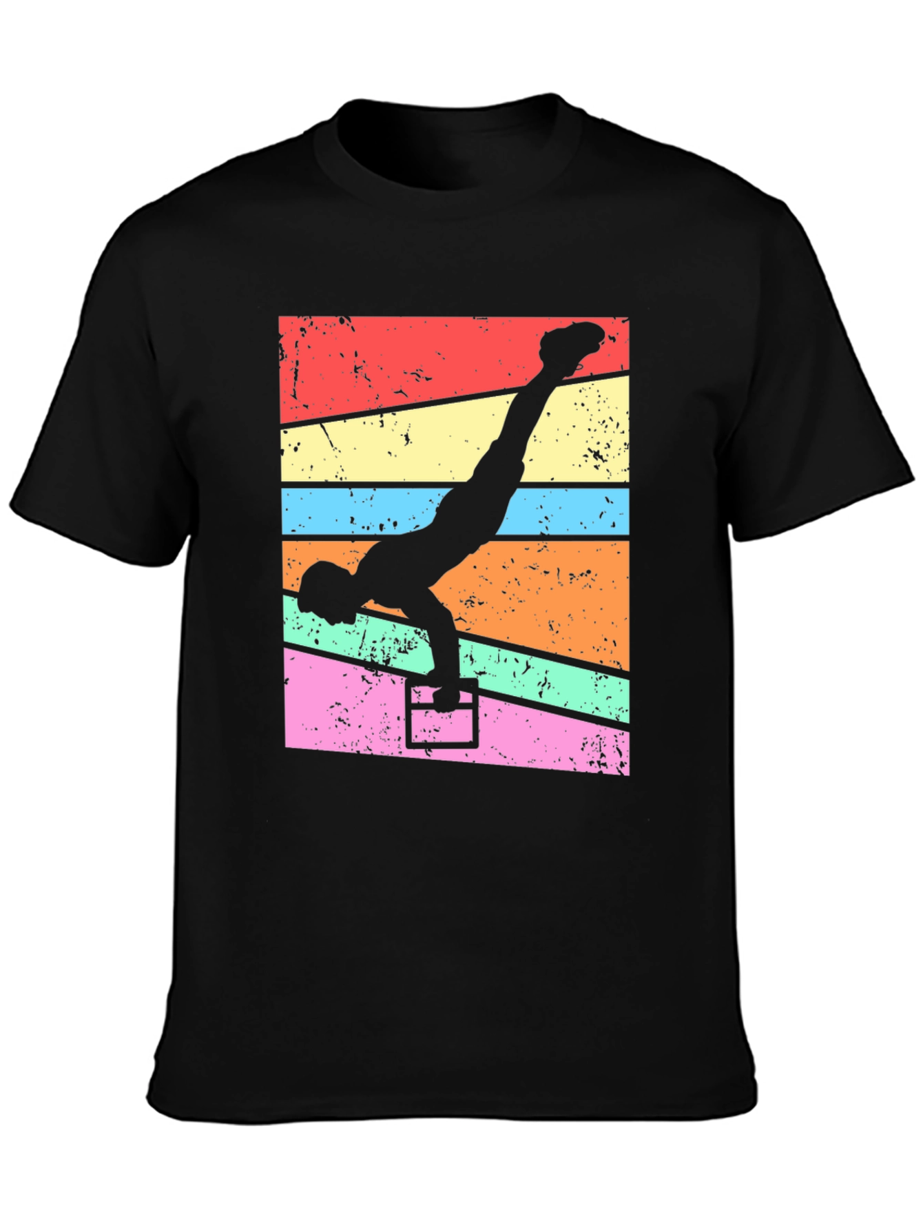 Black Gymnast Handstand T-Shirt - Retro Fitness Tee view 3