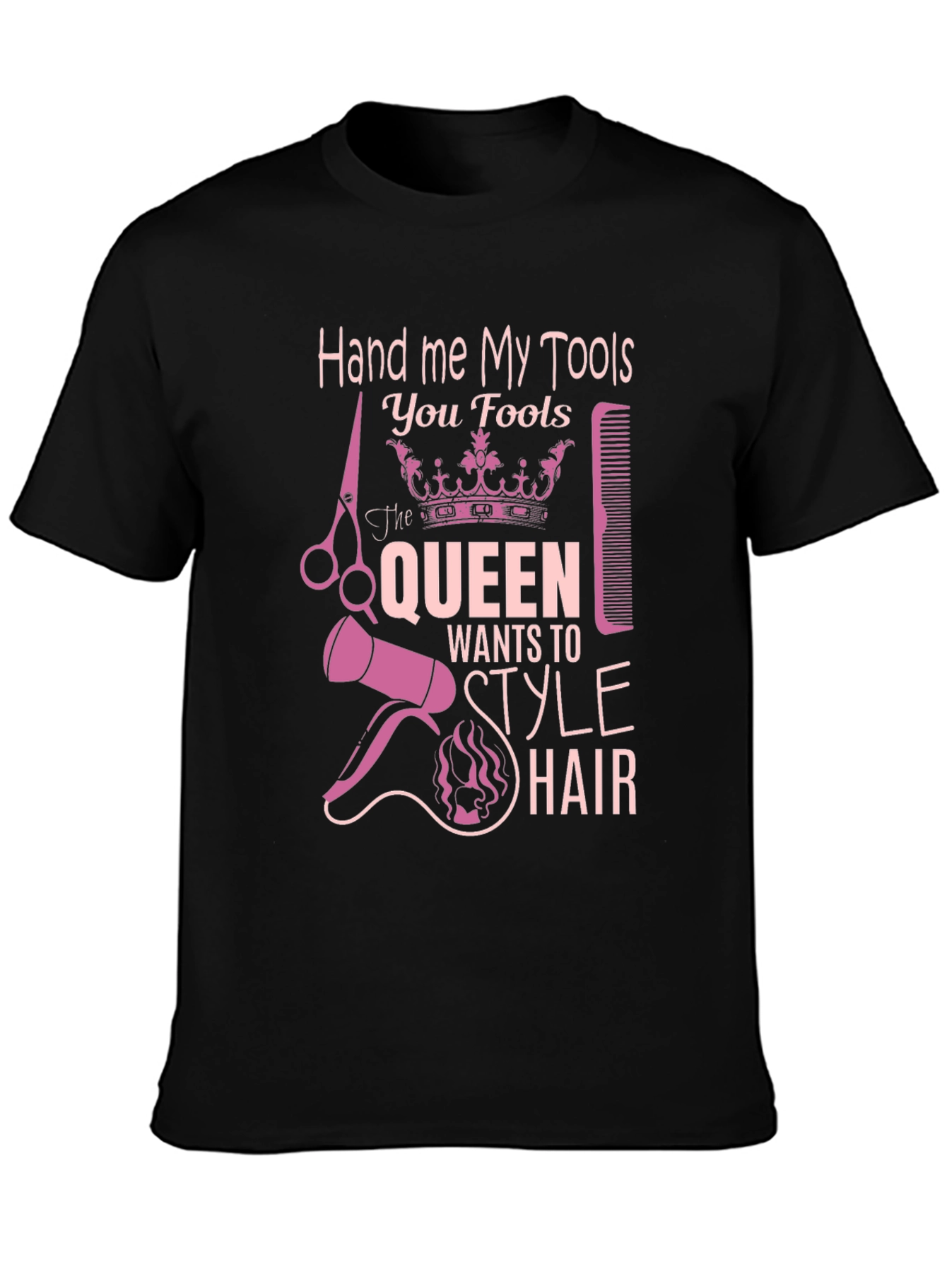 Black Queen Style Hairdresser T-Shirt view 3