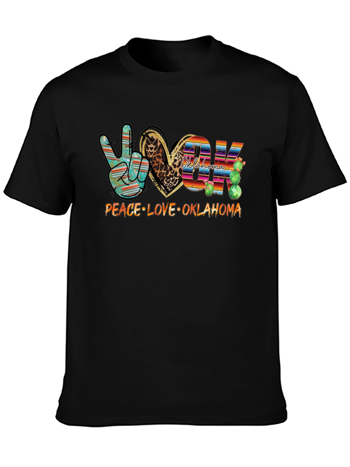 Black Peace Love Oklahoma Graphic Tee view 3