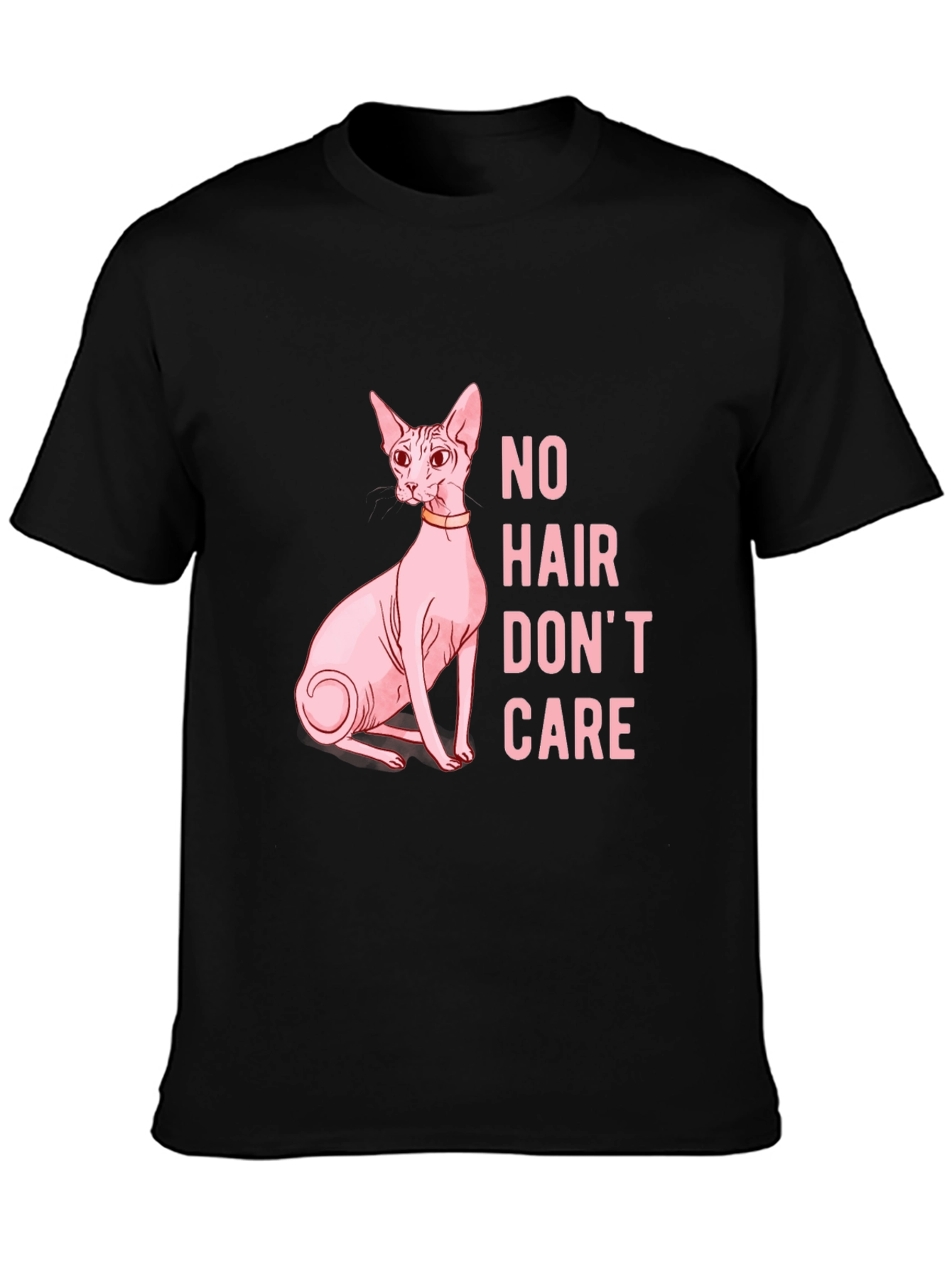 Black Hairless Cat Lover T-Shirt - Funny No Hair Don't Care Tee view 3
