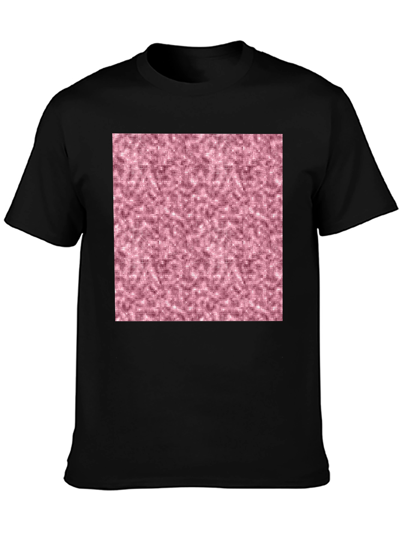 Black Stylish Black T-Shirt with Abstract Pink Pattern view 3