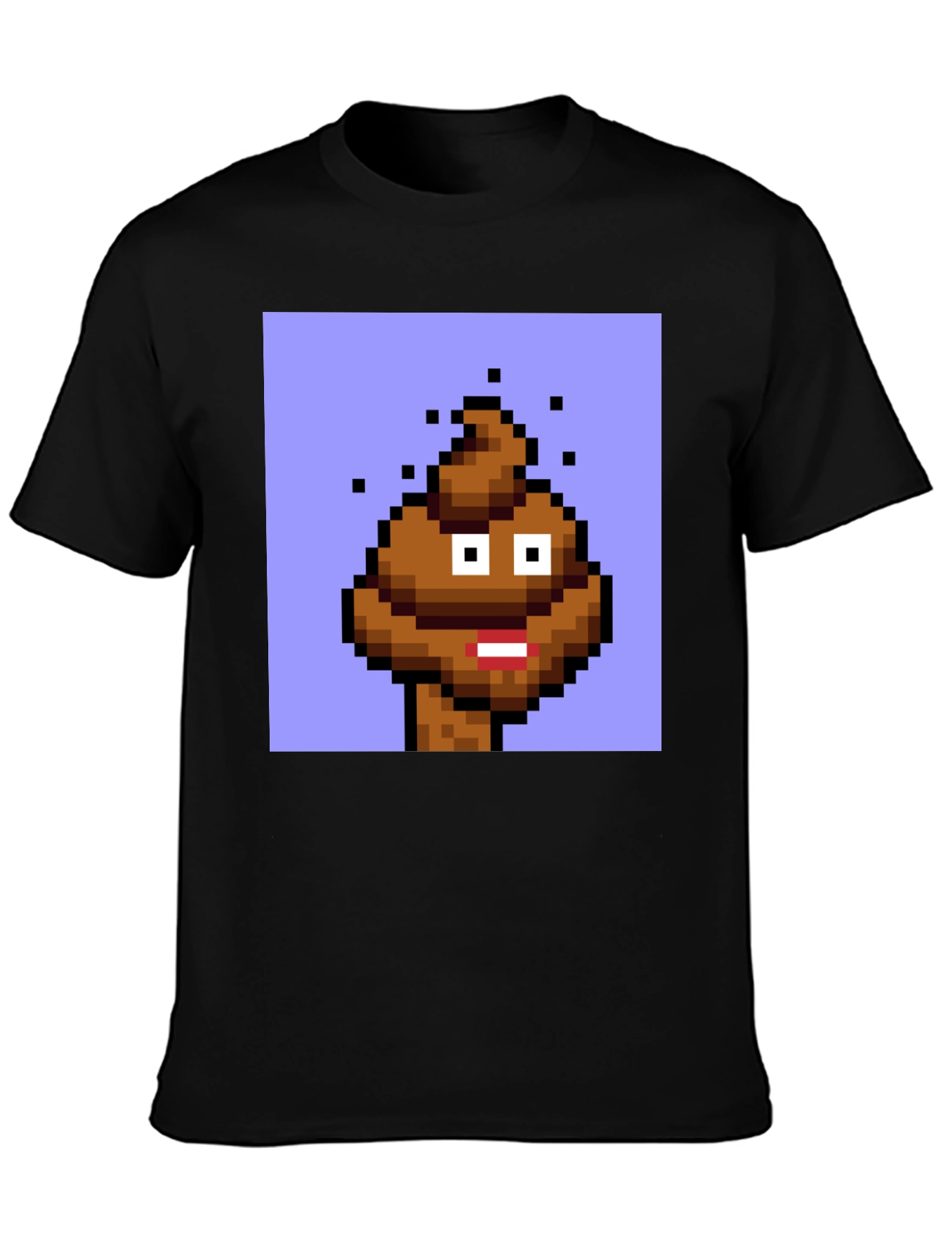Black Pixel Poop Emoji Graphic Tee - Black Unisex T-Shirt view 3