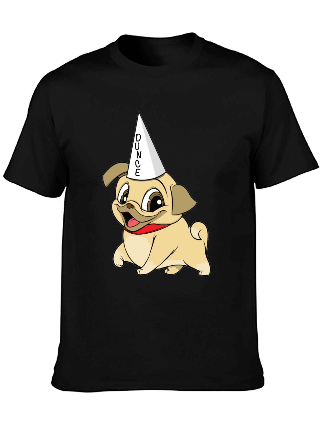Black Dunce Pug Graphic Tee - Funny Dog Shirt view 3