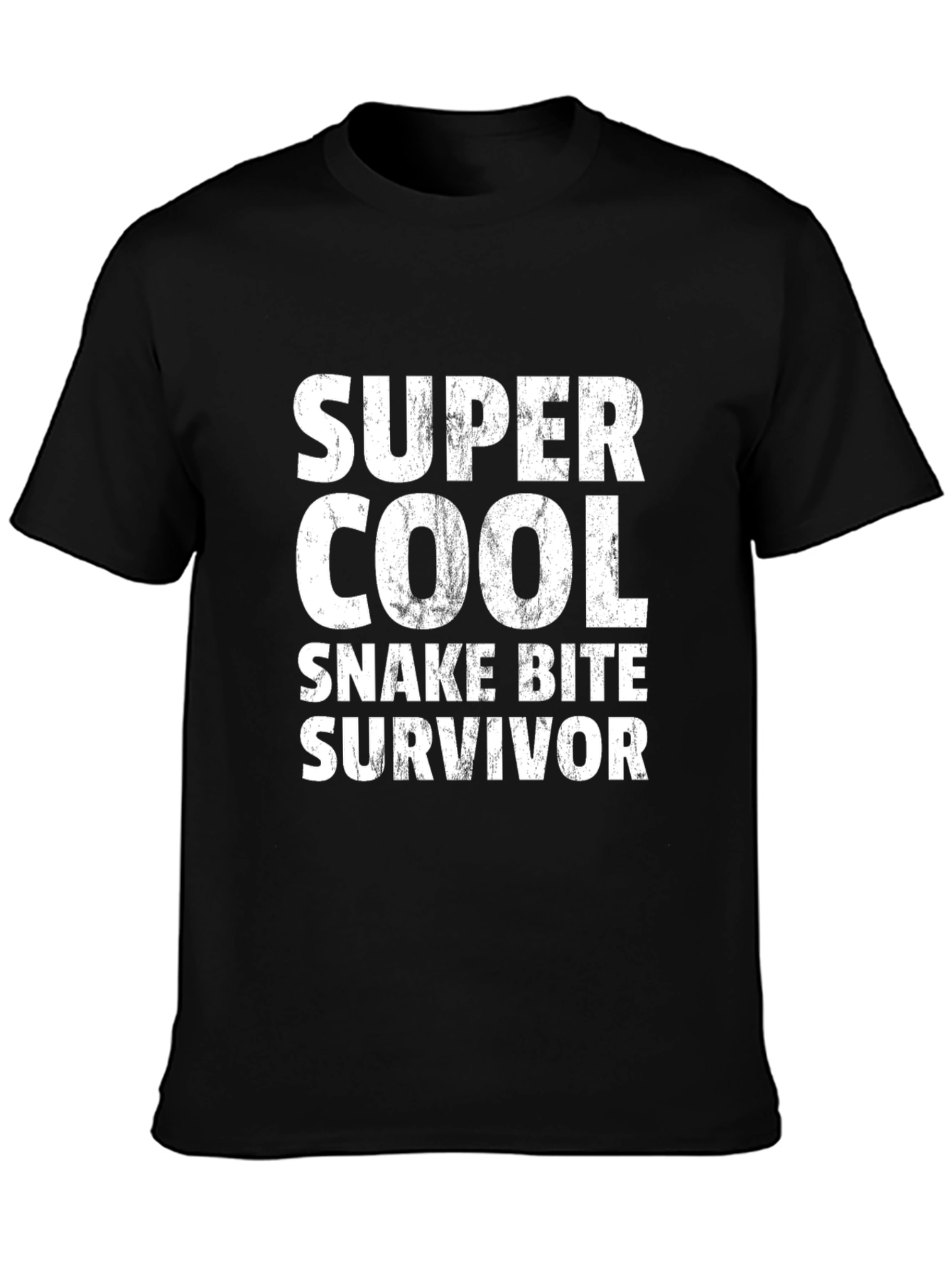 Black Super Cool Snake Bite Survivor Black T-Shirt view 3