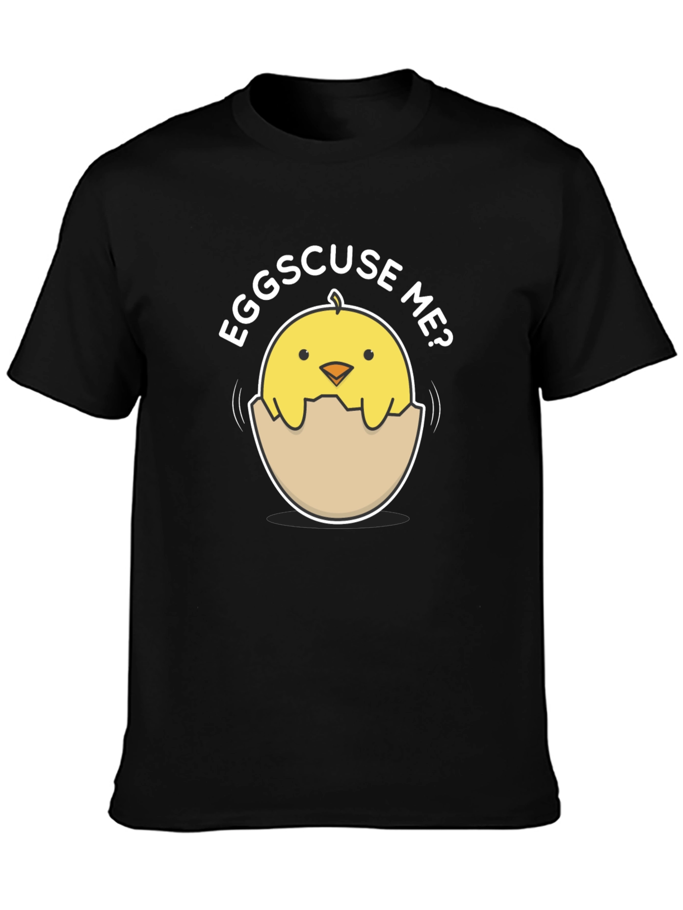 Black Funny Eggscuse Me Chick T-Shirt view 3