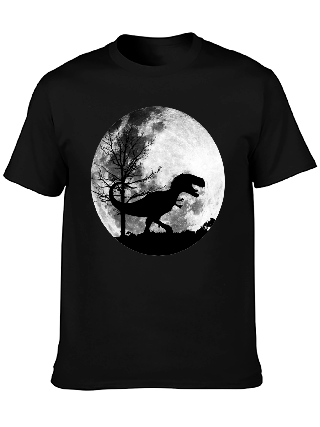 Black Dinosaur Moon Graphic T-Shirt view 3