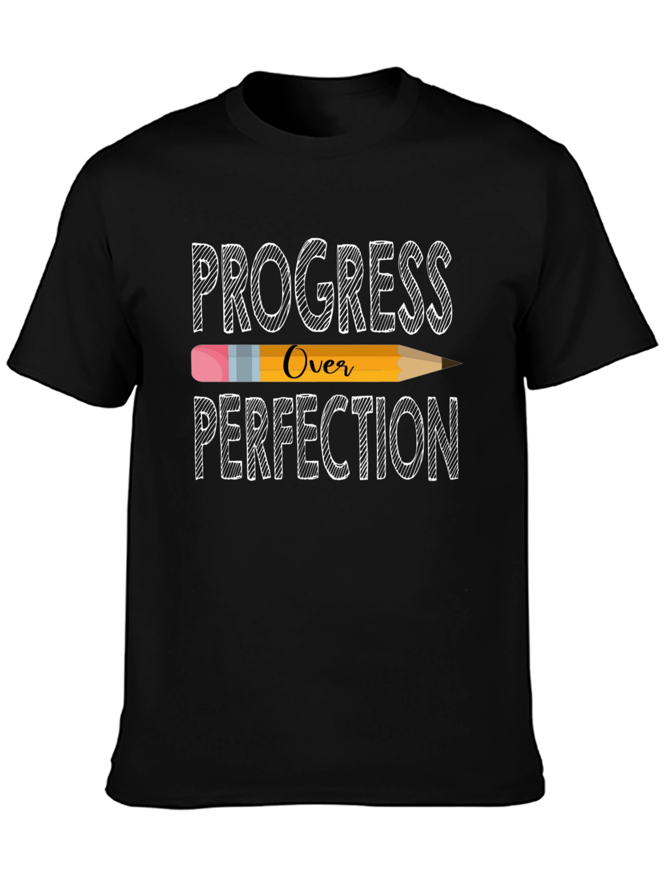 Black Progress Over Perfection T-Shirt - Motivational Teacher Tee view 3