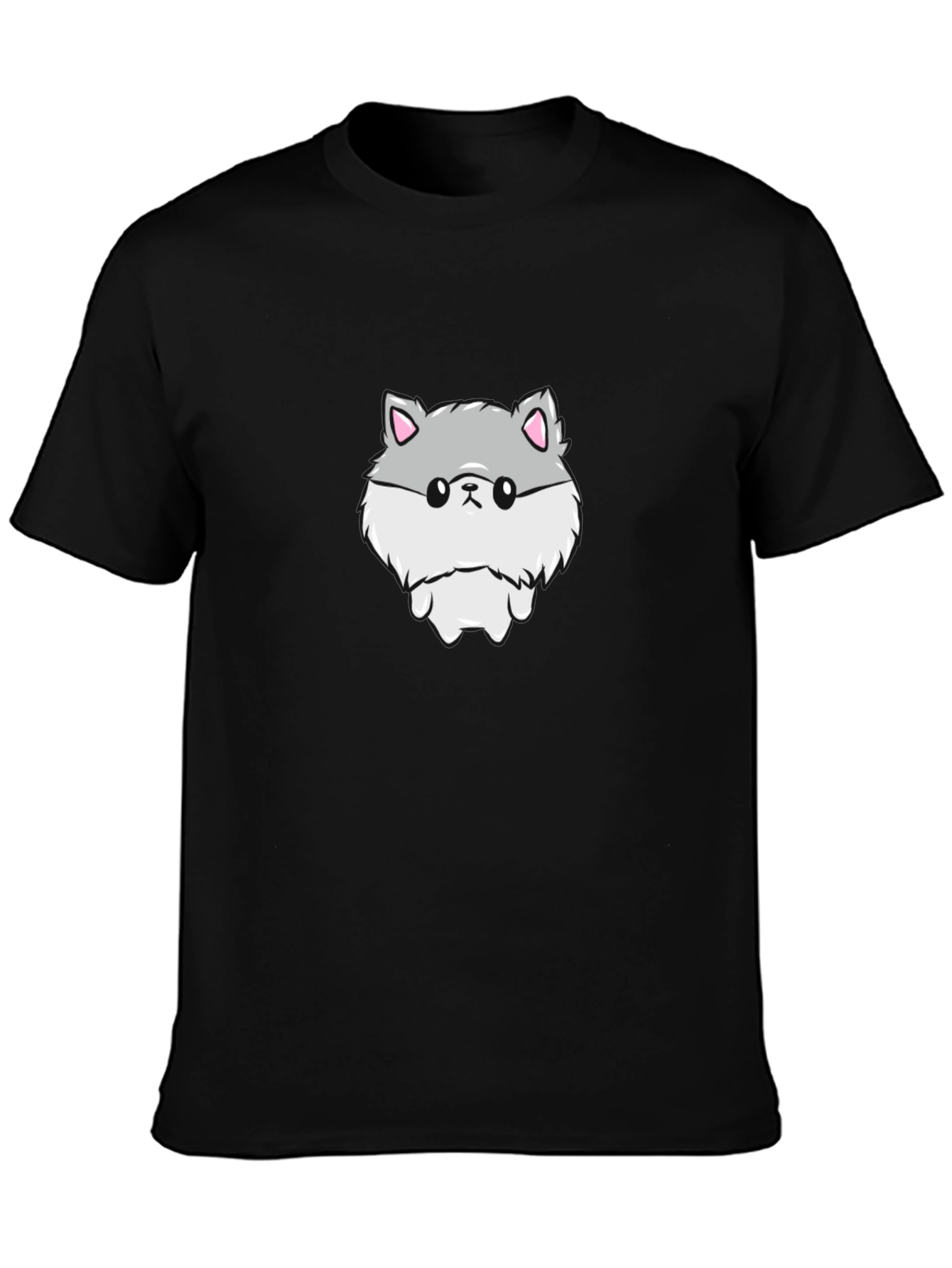 Black Cute Hamster Graphic Print Black T-Shirt view 3