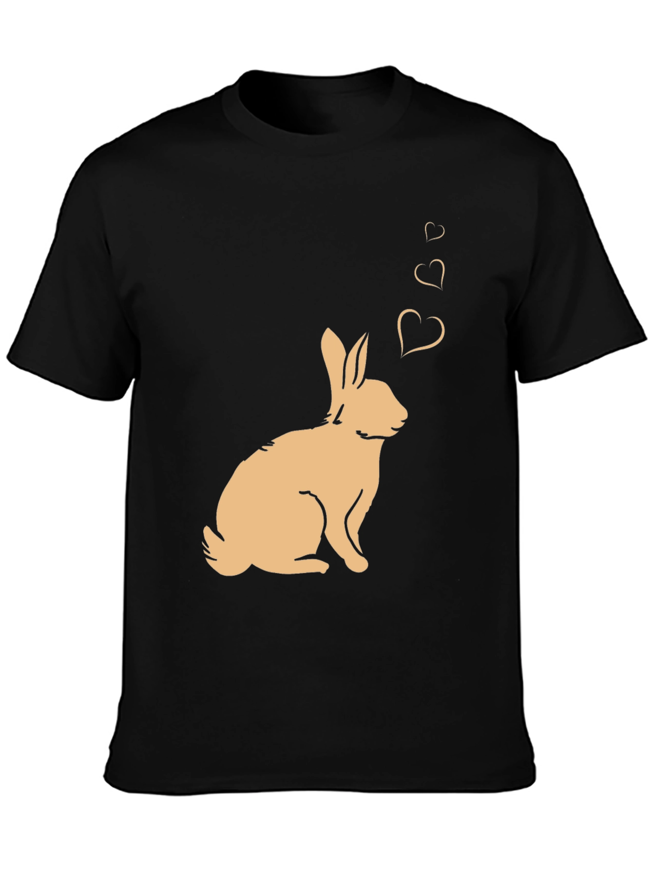 Black Rabbit Love Heart T-Shirt - Black view 3