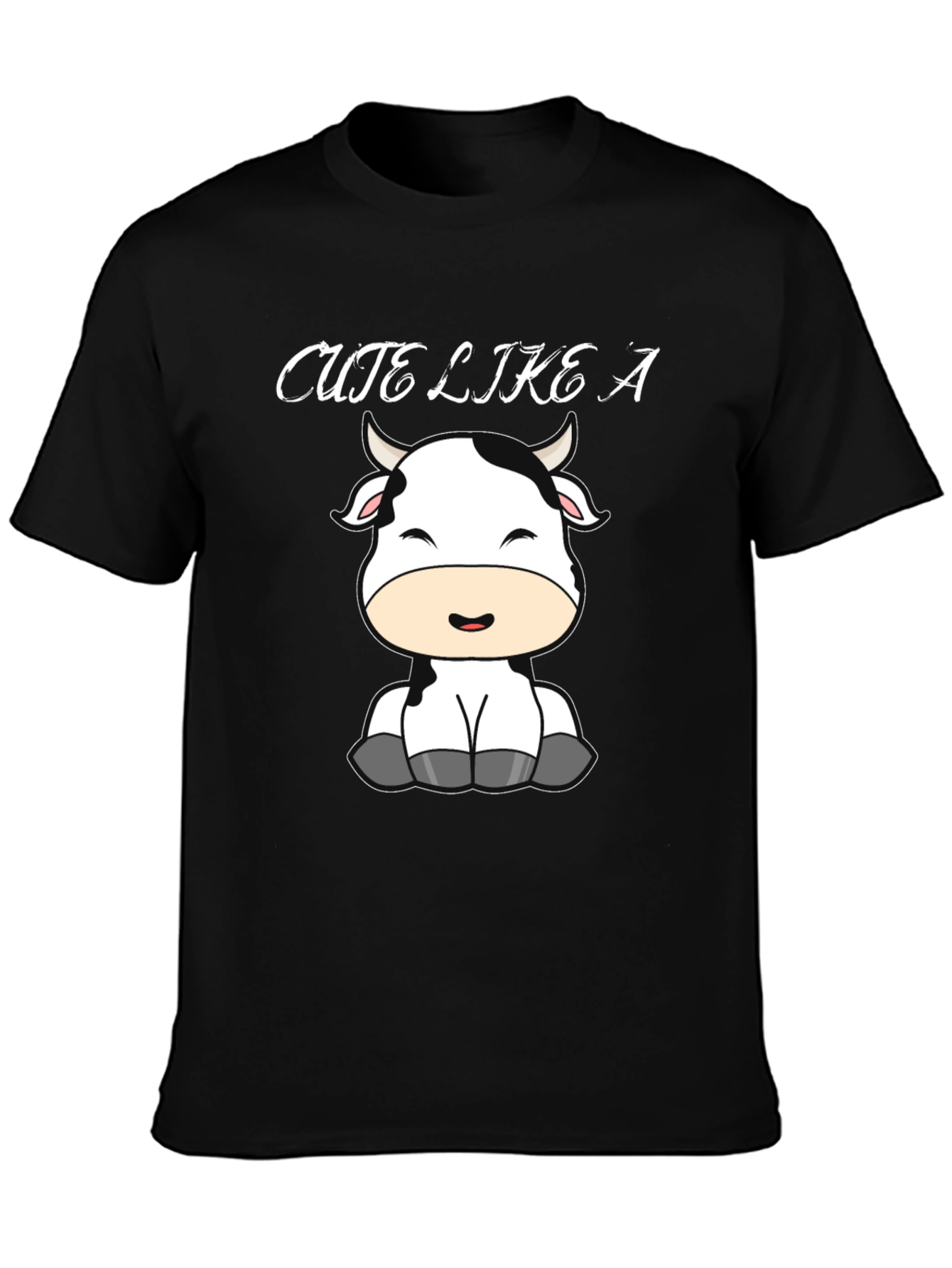 Black Cute Like a Cow Black T-Shirt view 3