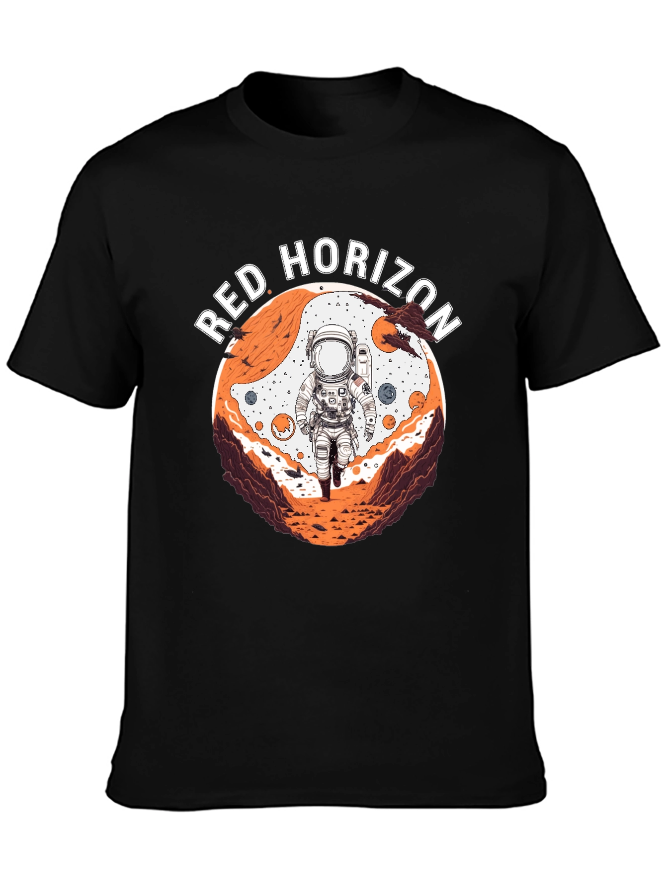 Black Red Horizon Astronaut Graphic Tee - Black view 3