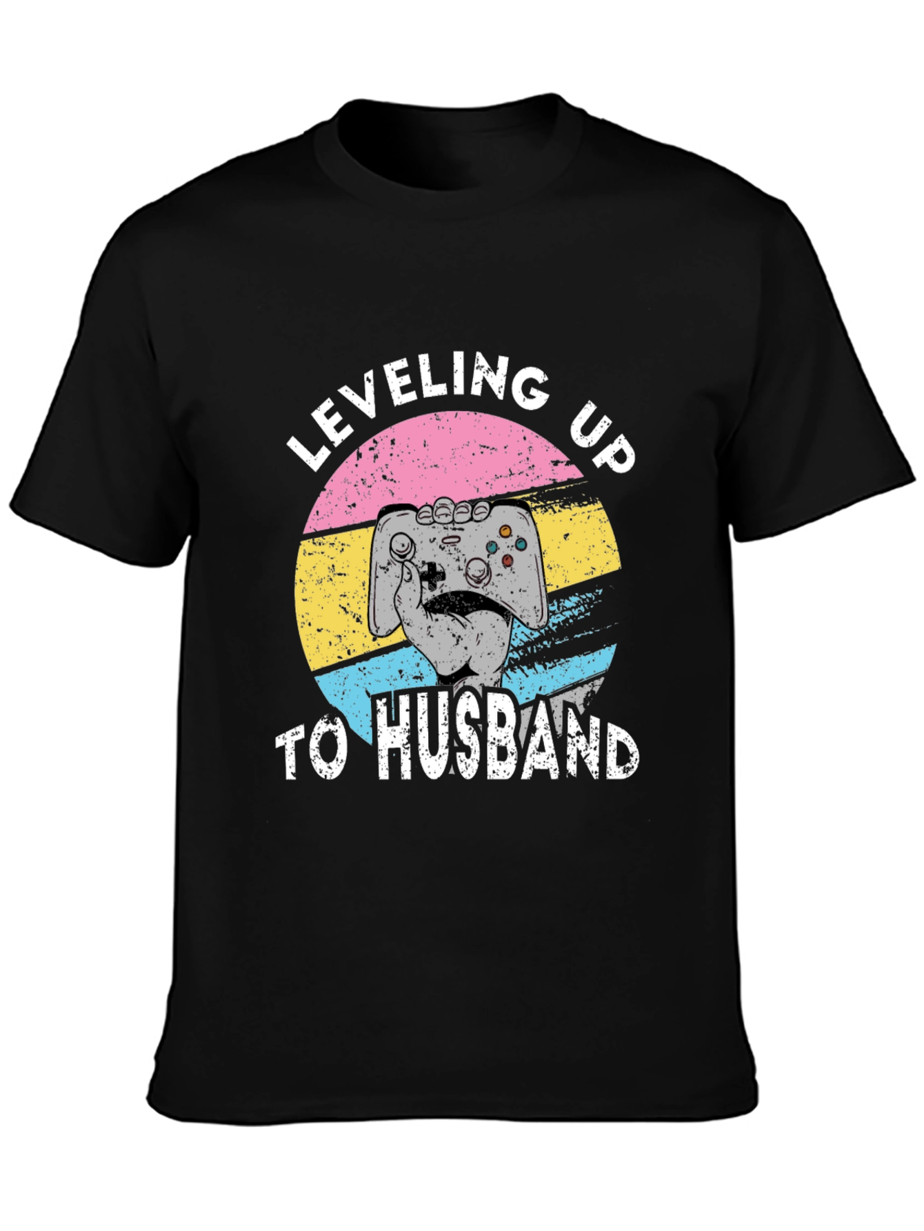 Black Leveling Up to Husband Gamer T-Shirt view 3